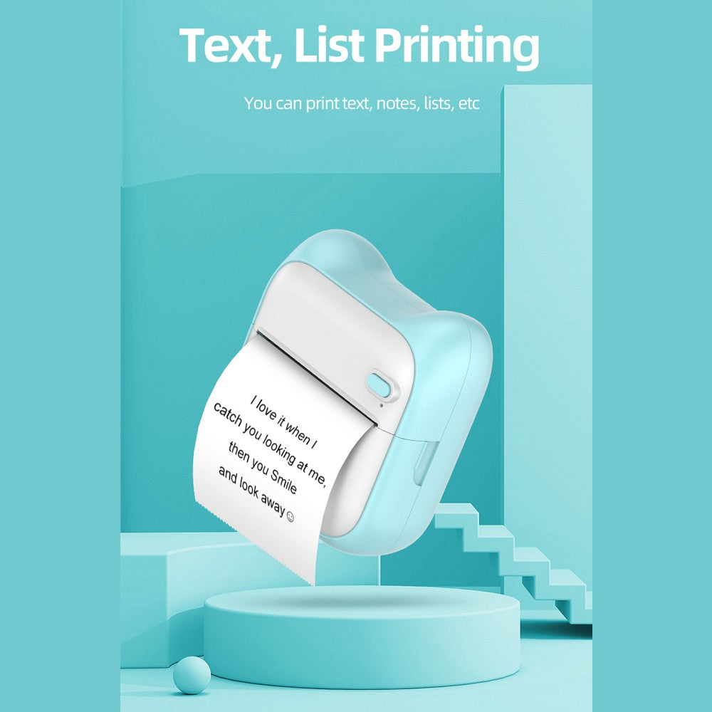 Portable Wireless Bluetooth Thermal Pocket Printer - Photo, Notes, Text Memo Printing - Blue