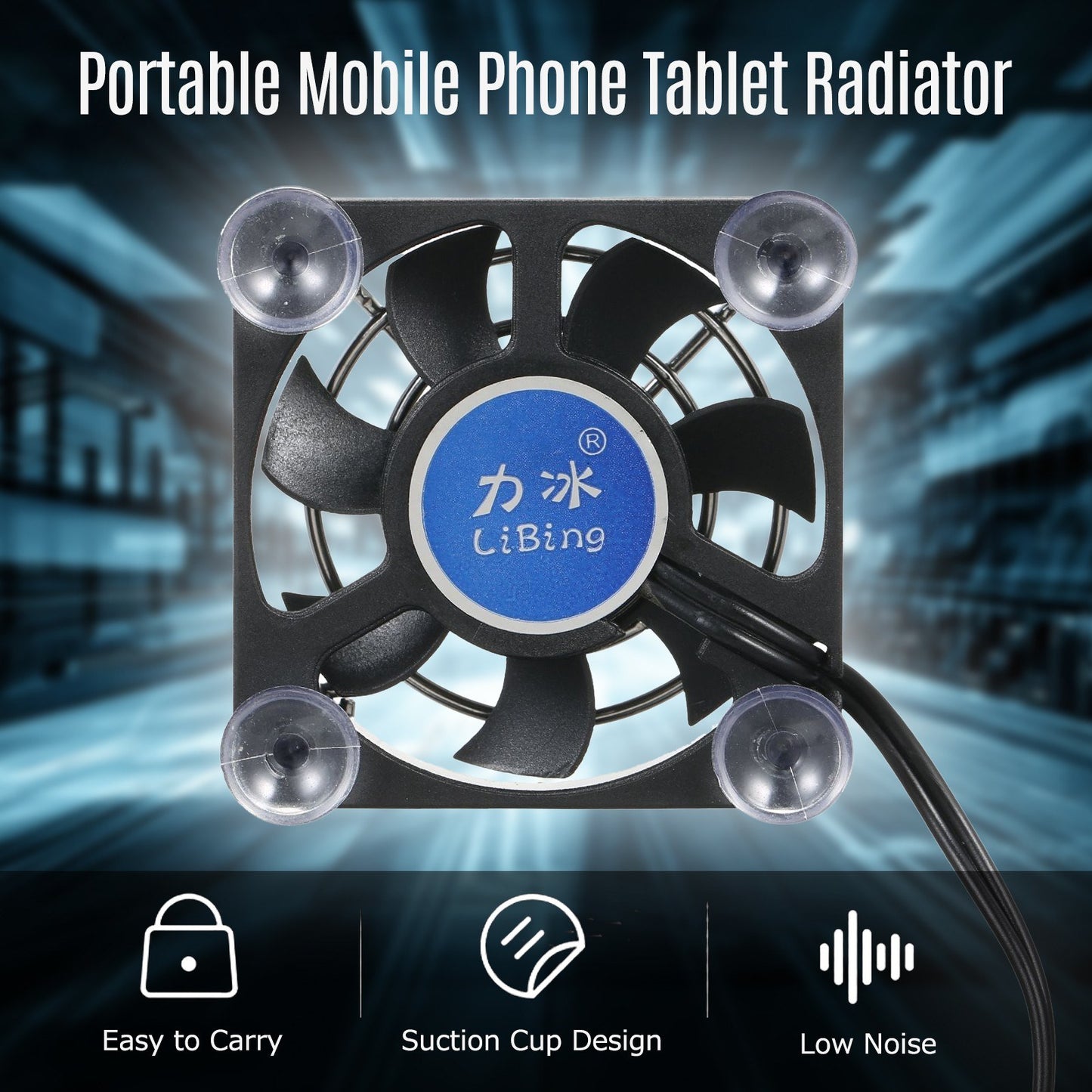 Compact 5cm Phone Cooling Fan with 4 Suction Cups for Fast Heat Dissipation