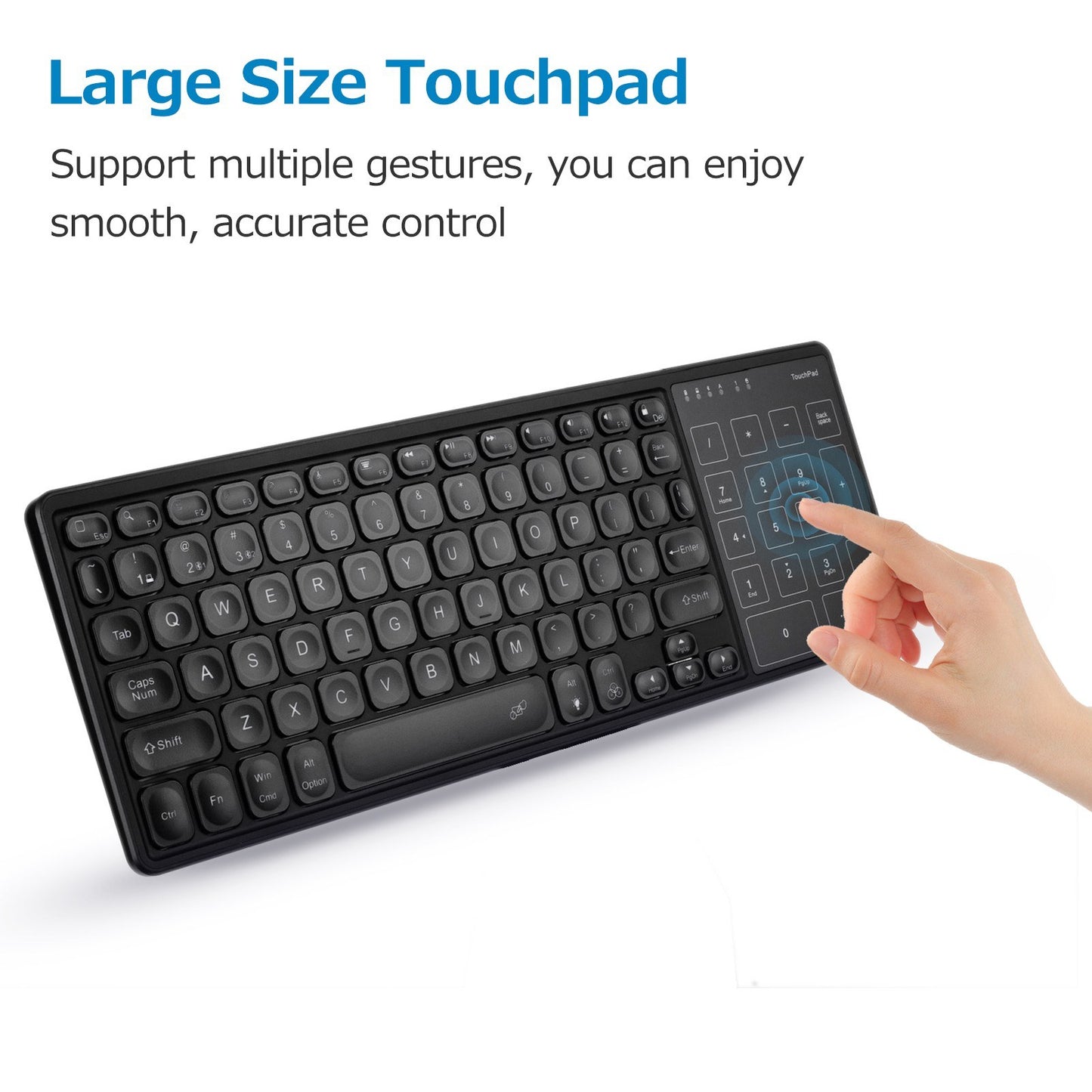 Ergonomic Dual-Mode Wireless Keyboard with Touchpad: 2.4G/BT Connectivity & Wide Compatibility