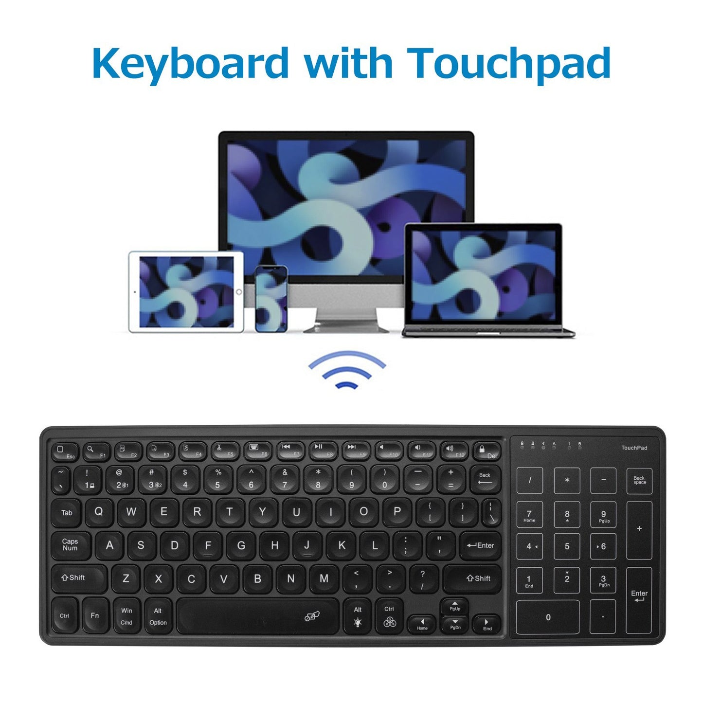Ergonomic Dual-Mode Wireless Keyboard with Touchpad: 2.4G/BT Connectivity & Wide Compatibility
