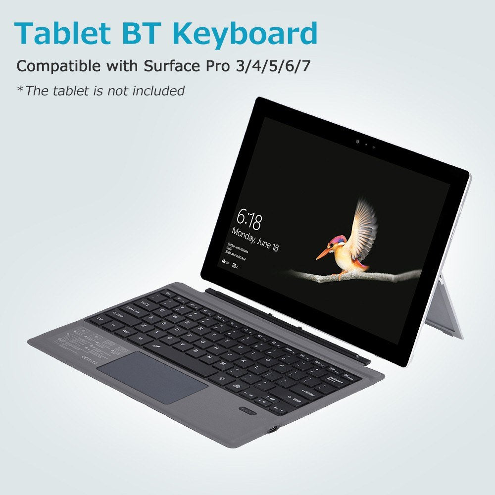 Ultra-Thin Wireless Bluetooth Keyboard with Backlight & Large Touchpad for Surface Pro 3-7