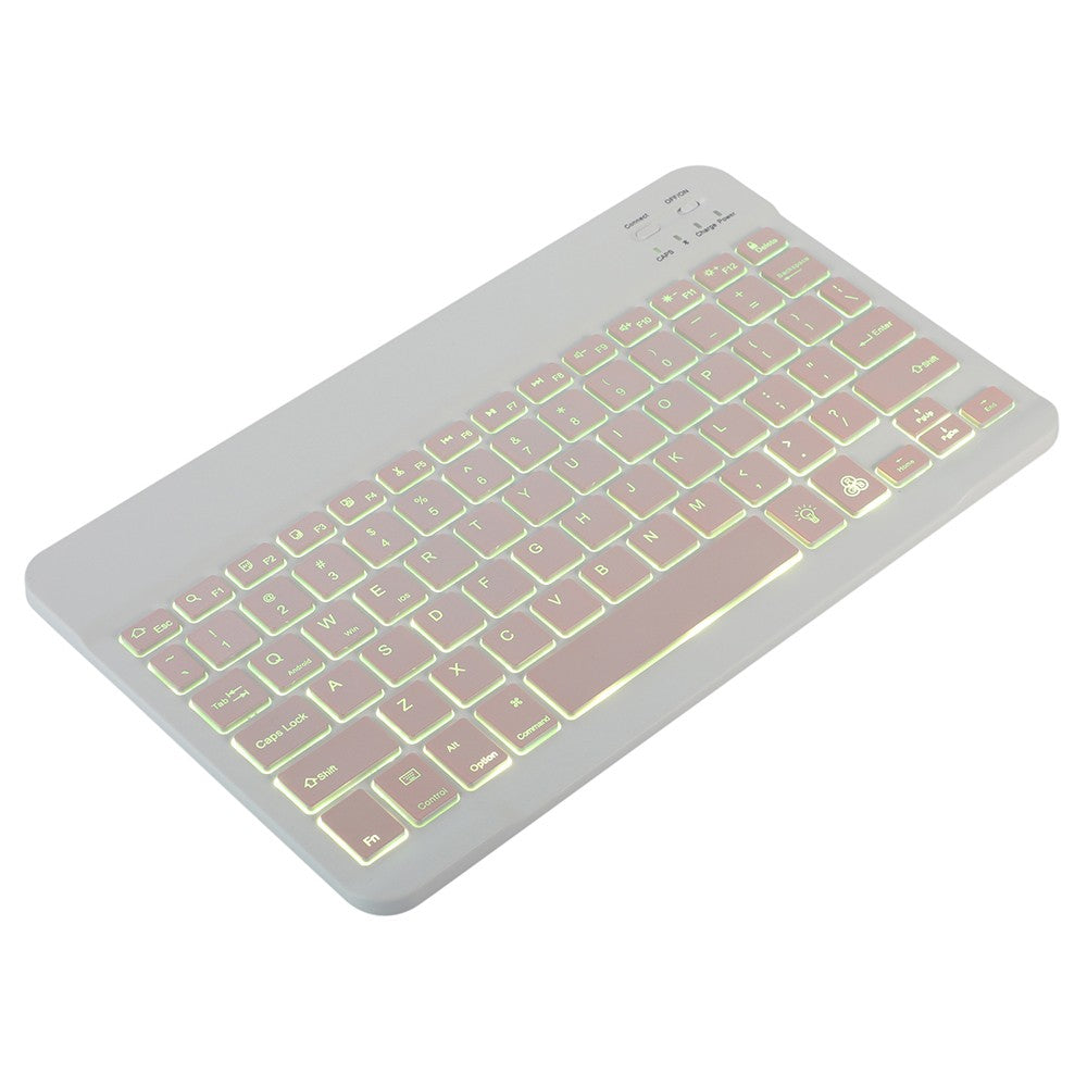 10 Ultra-Thin Wireless Bluetooth Keyboard, Rechargeable, 7-Color Backlit, Black, Compatible with Three Systems