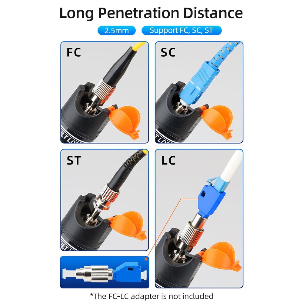 Portable 10mW Optical Fiber Tester Pen - Red Light Visual Fault Locator with 2.5mm FC/SC/ST Interface