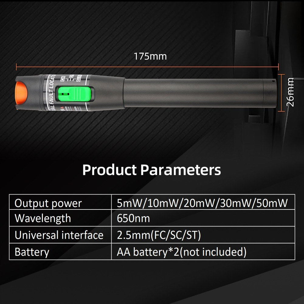 Portable 10mW Optical Fiber Tester Pen - Red Light Visual Fault Locator with 2.5mm FC/SC/ST Interface