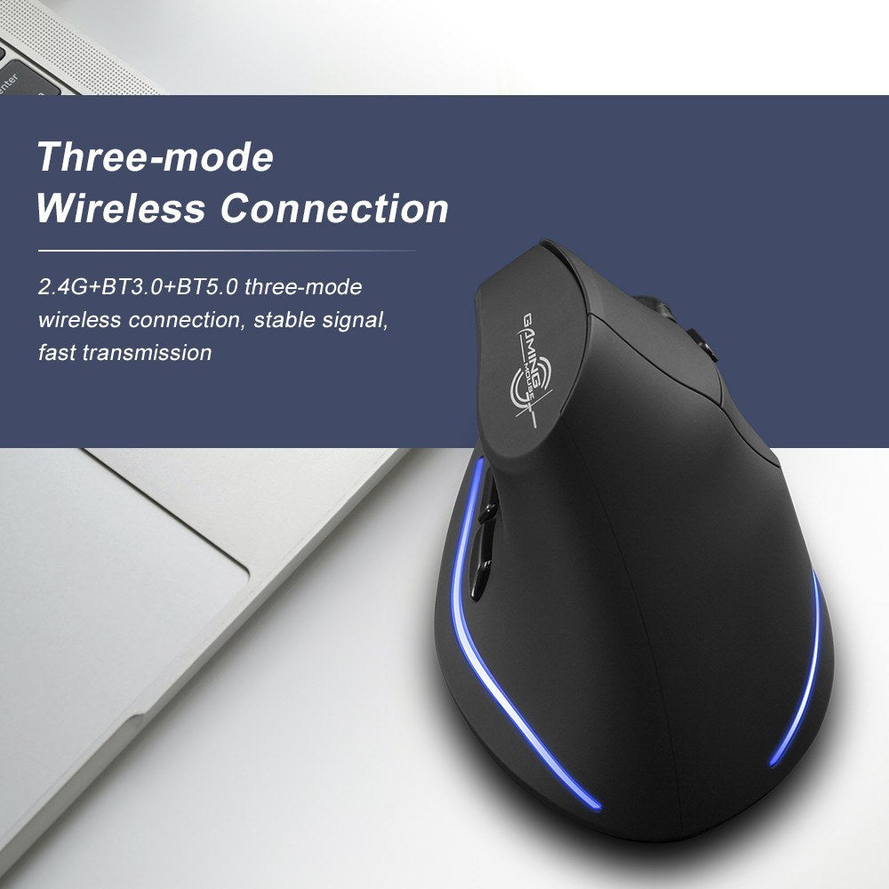 ZELOTES F-35B Three-Mode Wireless Ergonomic Gaming Mouse – 2.4G, BT3.0, BT5.0, Adjustable DPI for PC/Laptop