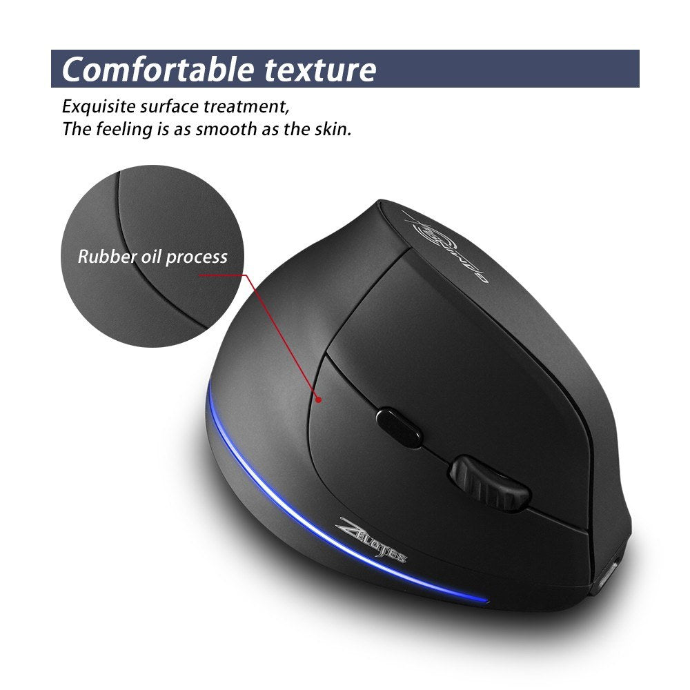 ZELOTES F-35B Three-Mode Wireless Ergonomic Gaming Mouse – 2.4G, BT3.0, BT5.0, Adjustable DPI for PC/Laptop