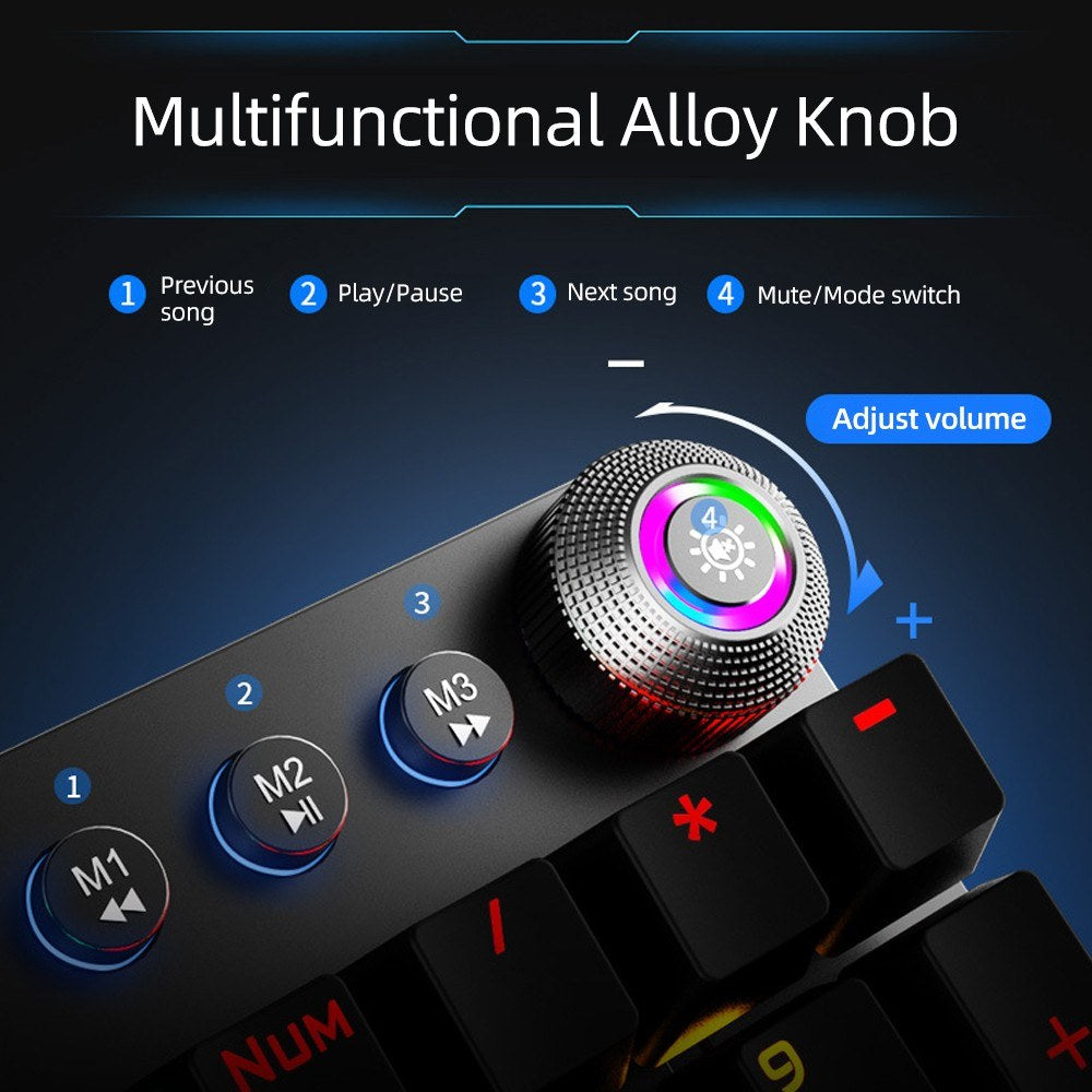 AULA F2088 Wired Mechanical Gaming Keyboard, 104 Keys, Blue Switch, Mixed Lighting, Metal Panel, Ergonomic with Wrist Pad
