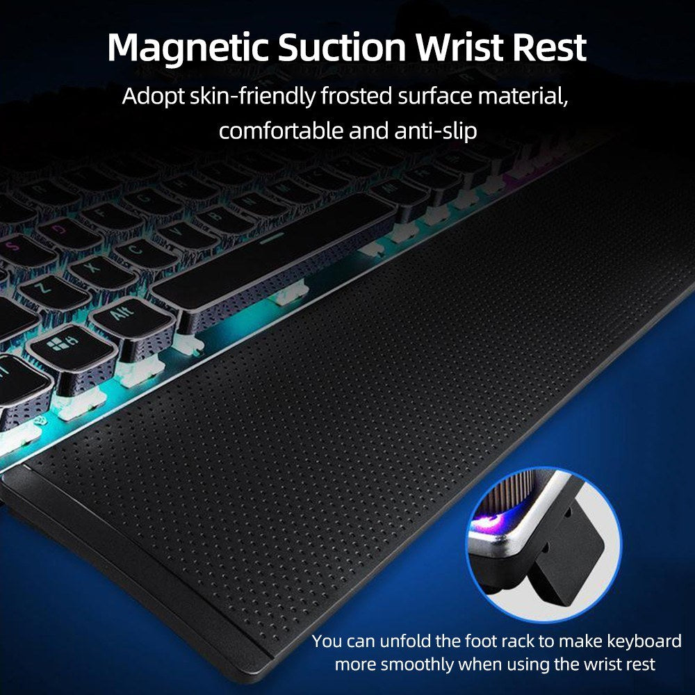 AULA F2088 Wired Mechanical Gaming Keyboard, 104 Keys, Blue Switch, Mixed Lighting, Metal Panel, Ergonomic with Wrist Pad