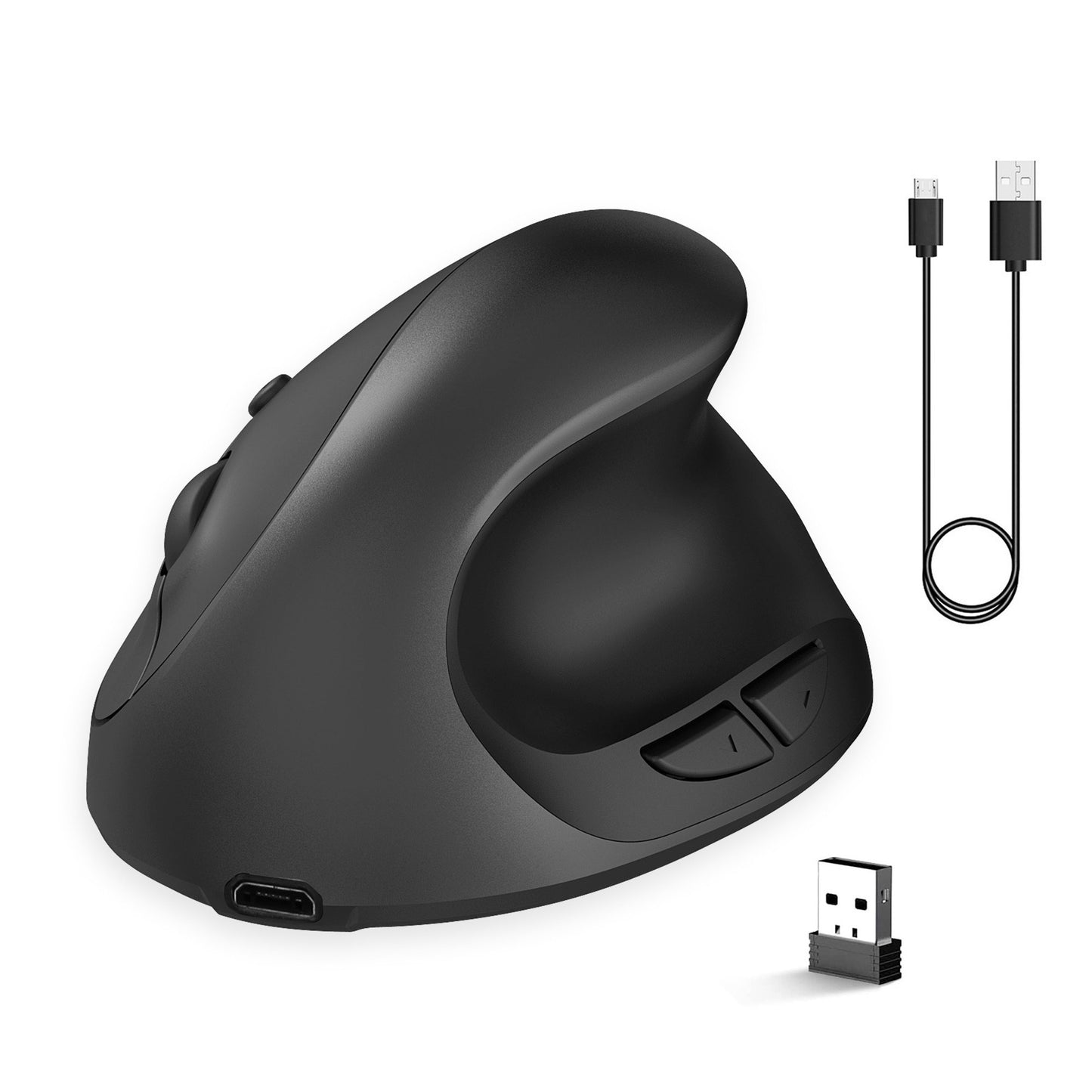 HXSJ X10 Ergonomic Wireless Vertical Mouse, 3-Gear DPI, 600mAh Rechargeable Battery, Black