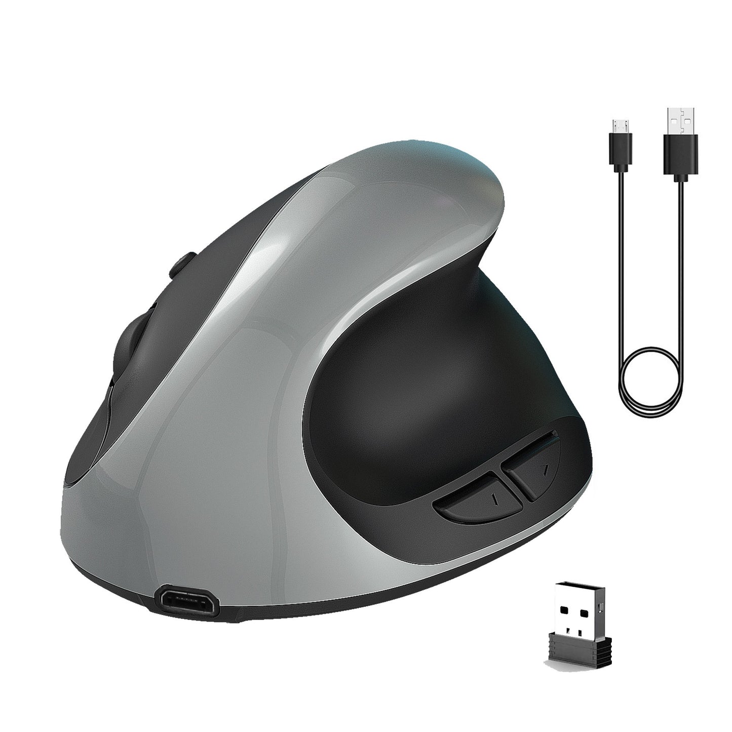 HXSJ X10 Ergonomic Wireless Vertical Mouse, 3-Gear DPI, 600mAh Rechargeable Battery, Black