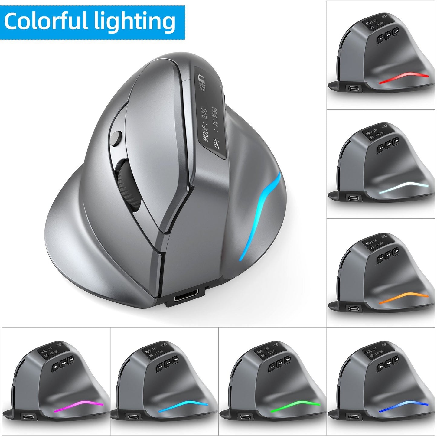 ZELOTES F-26C Silent Dual-Mode Wireless Mouse, Rechargeable with 2.4GHz & Bluetooth, Gray