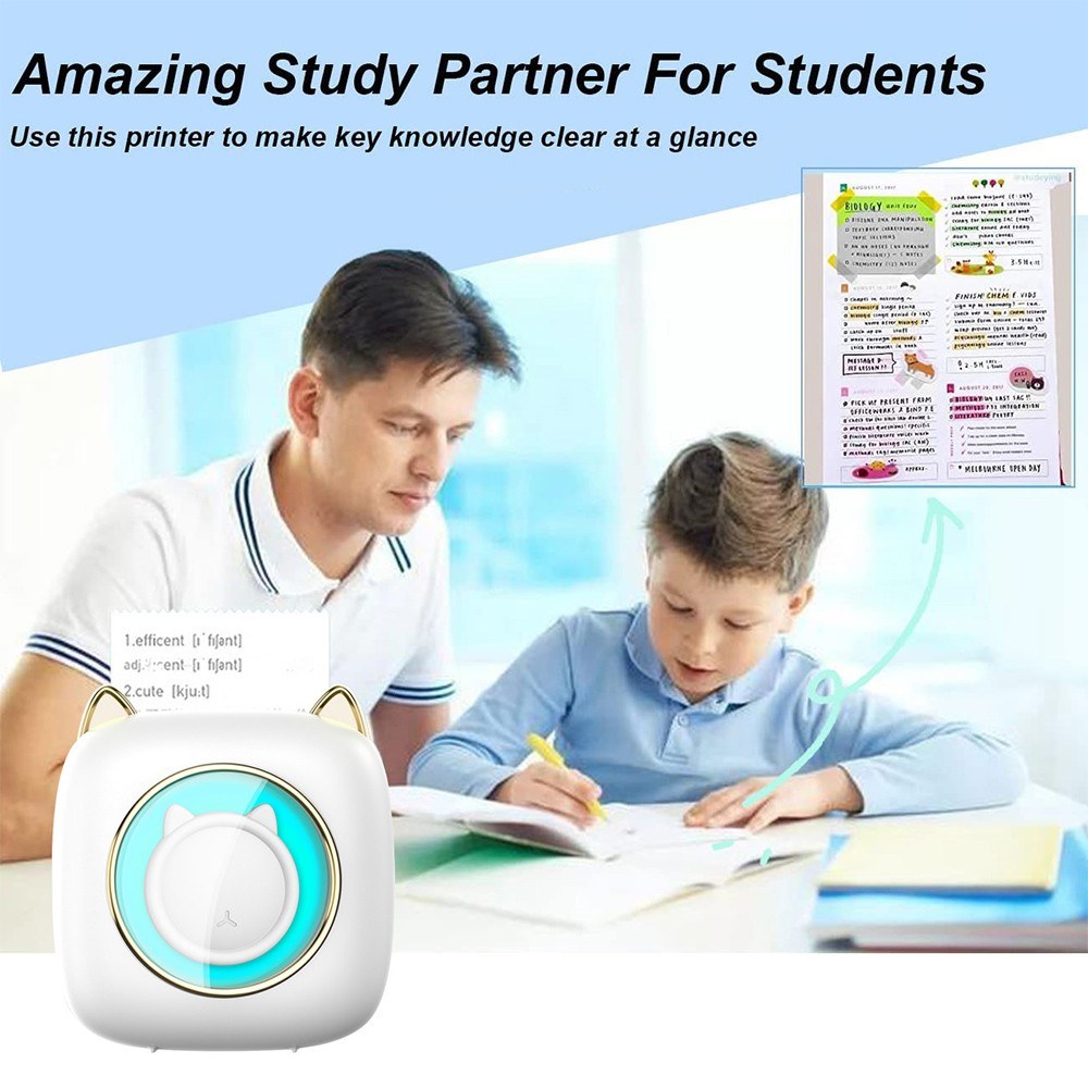 Portable Mini Thermal Printer with Bluetooth Connection & Assorted Paper and Marker Set