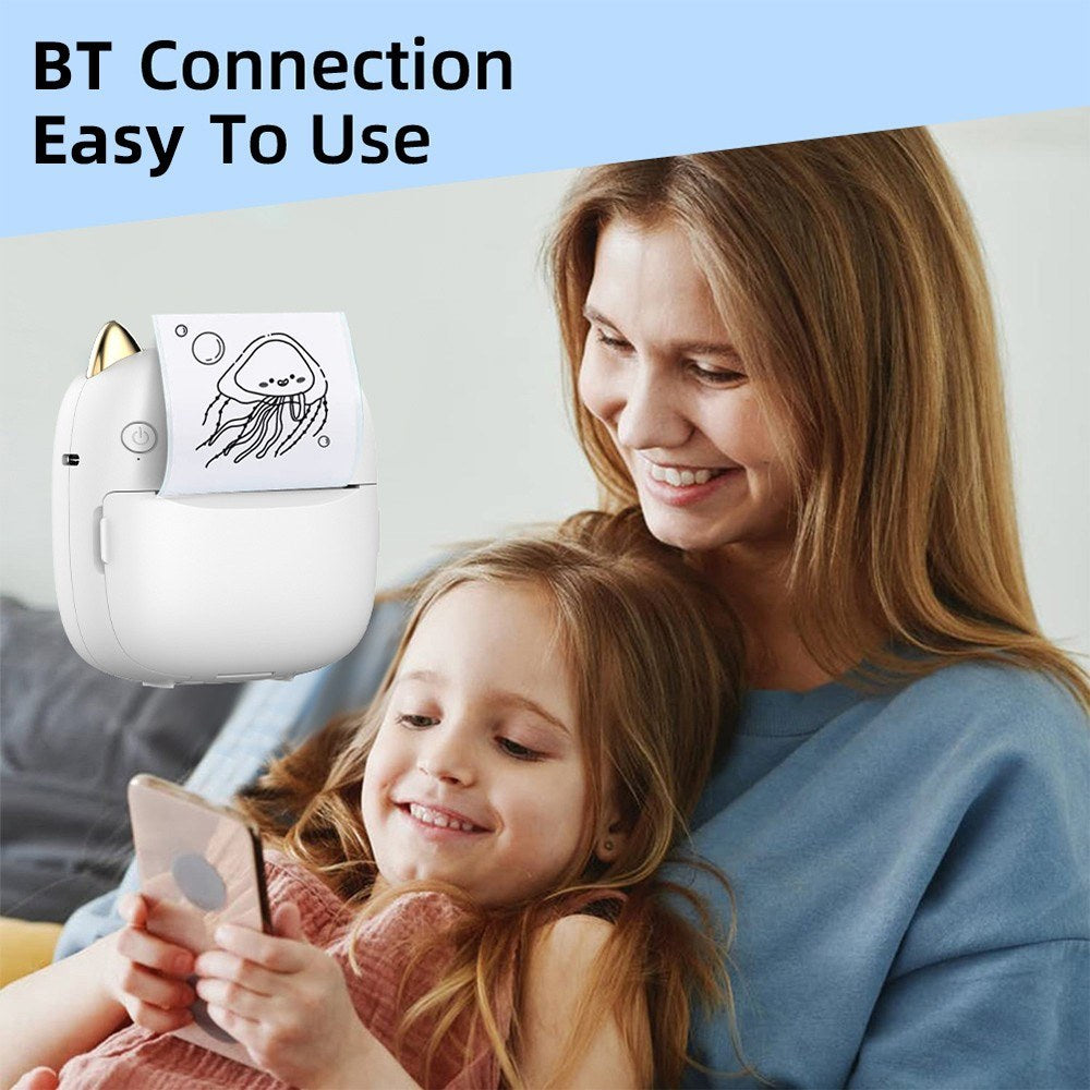 Portable Mini Thermal Printer with Bluetooth Connection & Assorted Paper and Marker Set