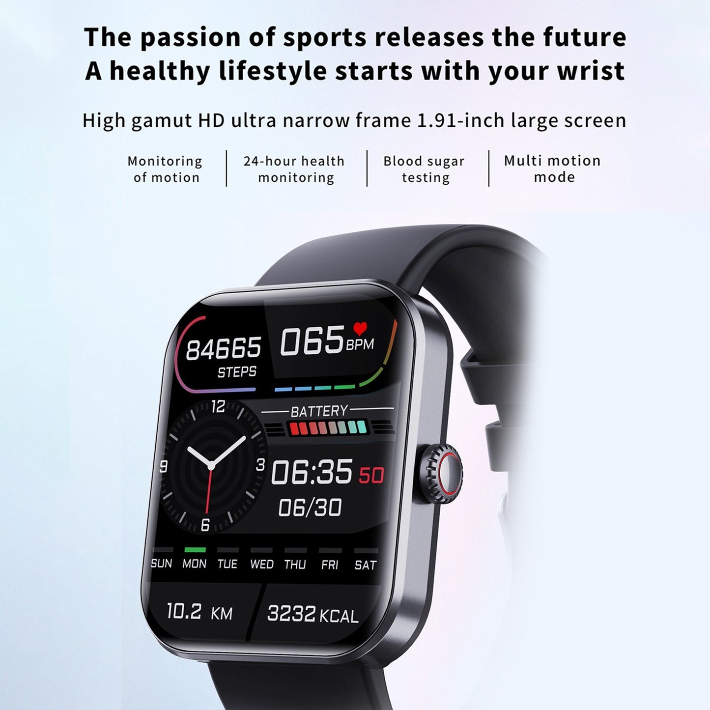 F57L 1.9-inch Touchscreen Smart Watch BT5.1 Fitness Tracker, IP67 Waterproof, Compatible with Android & iOS