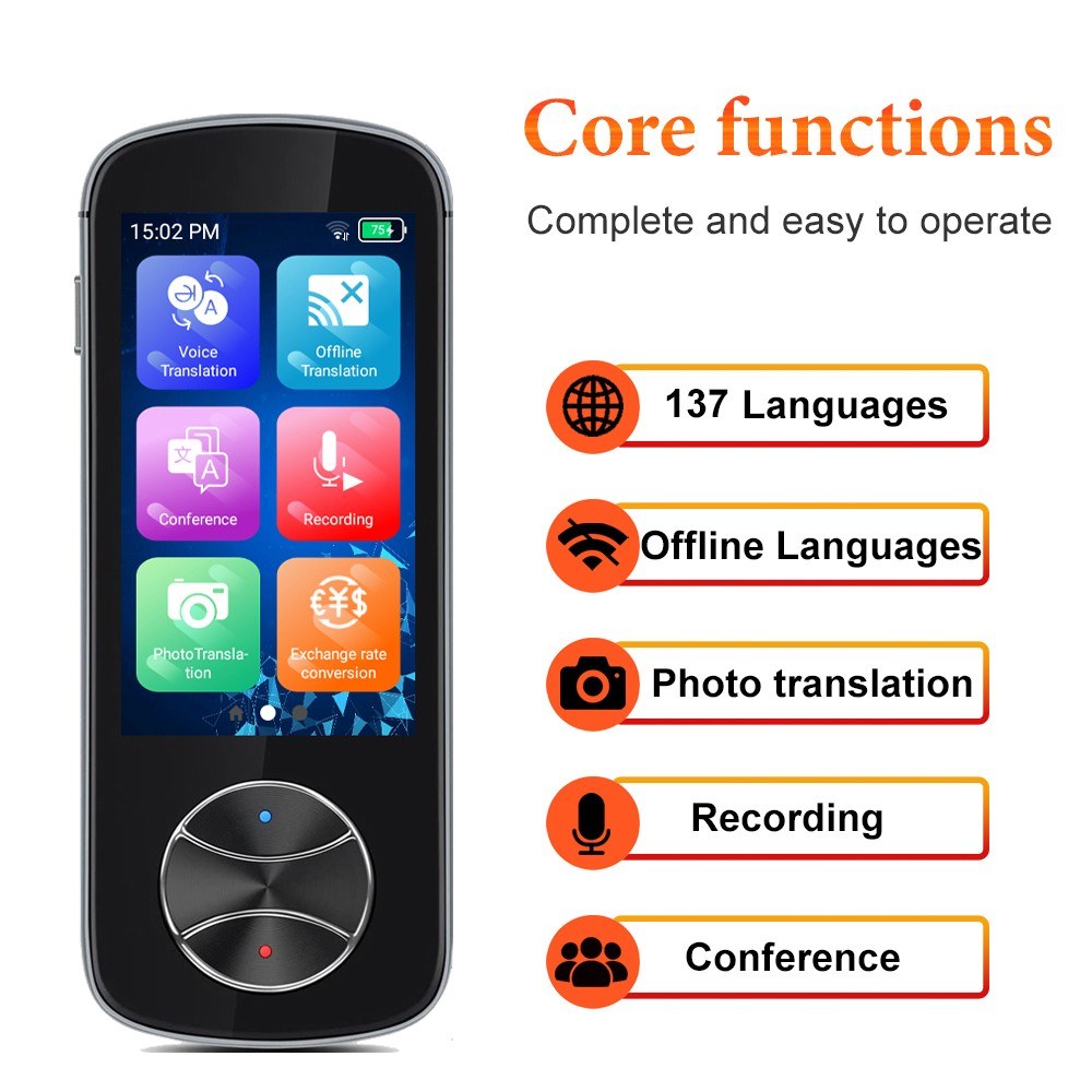 3.0in IPS Touch Screen Smart Translator 1500mAh Converter Electronic Interpreter for Android