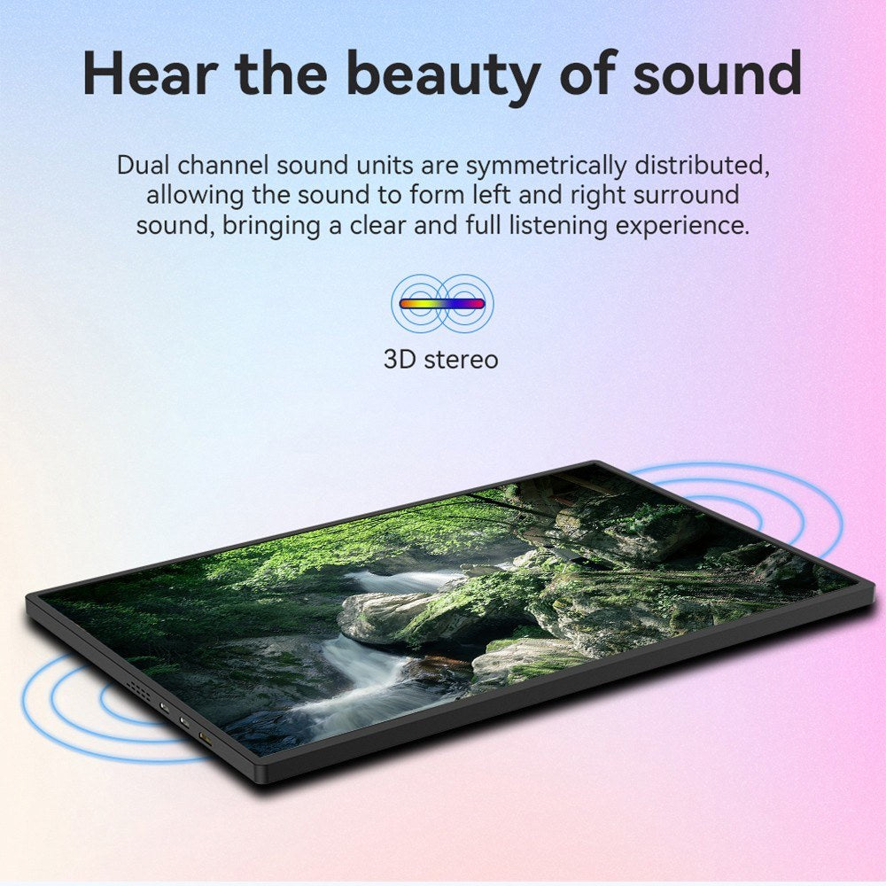 Portable 18.5 IPS Monitor, 1080P FHD, 178° Viewing, 60Hz, Type-C/HD/3.5mm Ports - Compatible with Laptops, MacBooks, Tablets, Phones