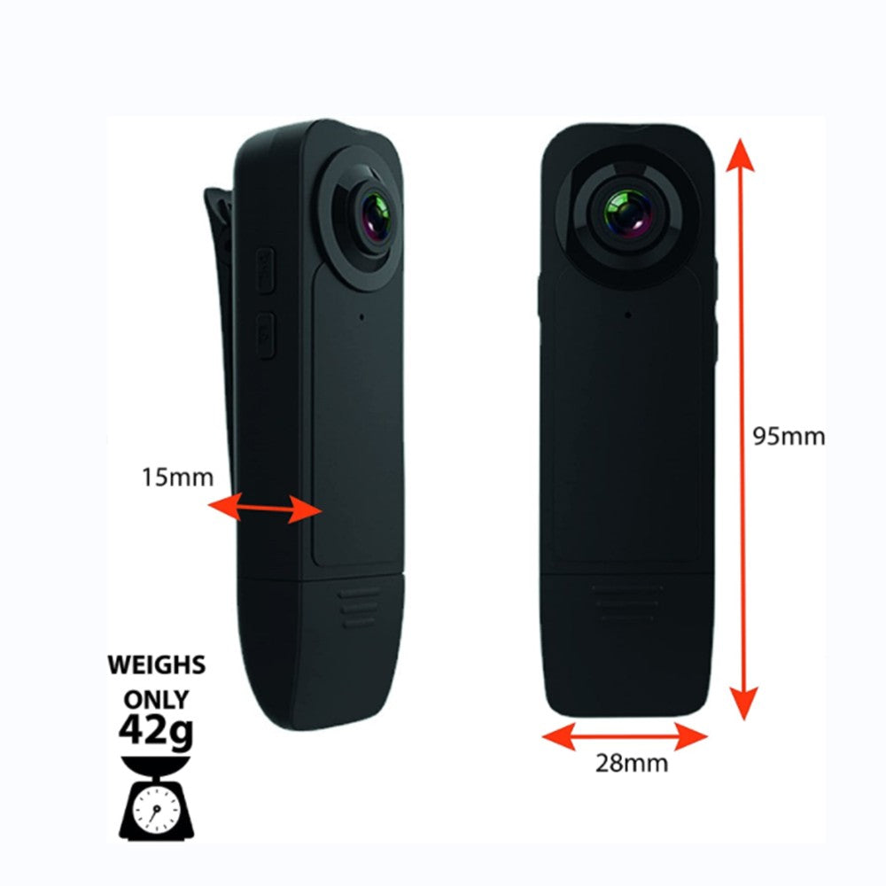 Mini 1080P Body Camera with Audio, Night Vision, Motion Detection, Clip-on for Hiking, Riding, Running, Travel