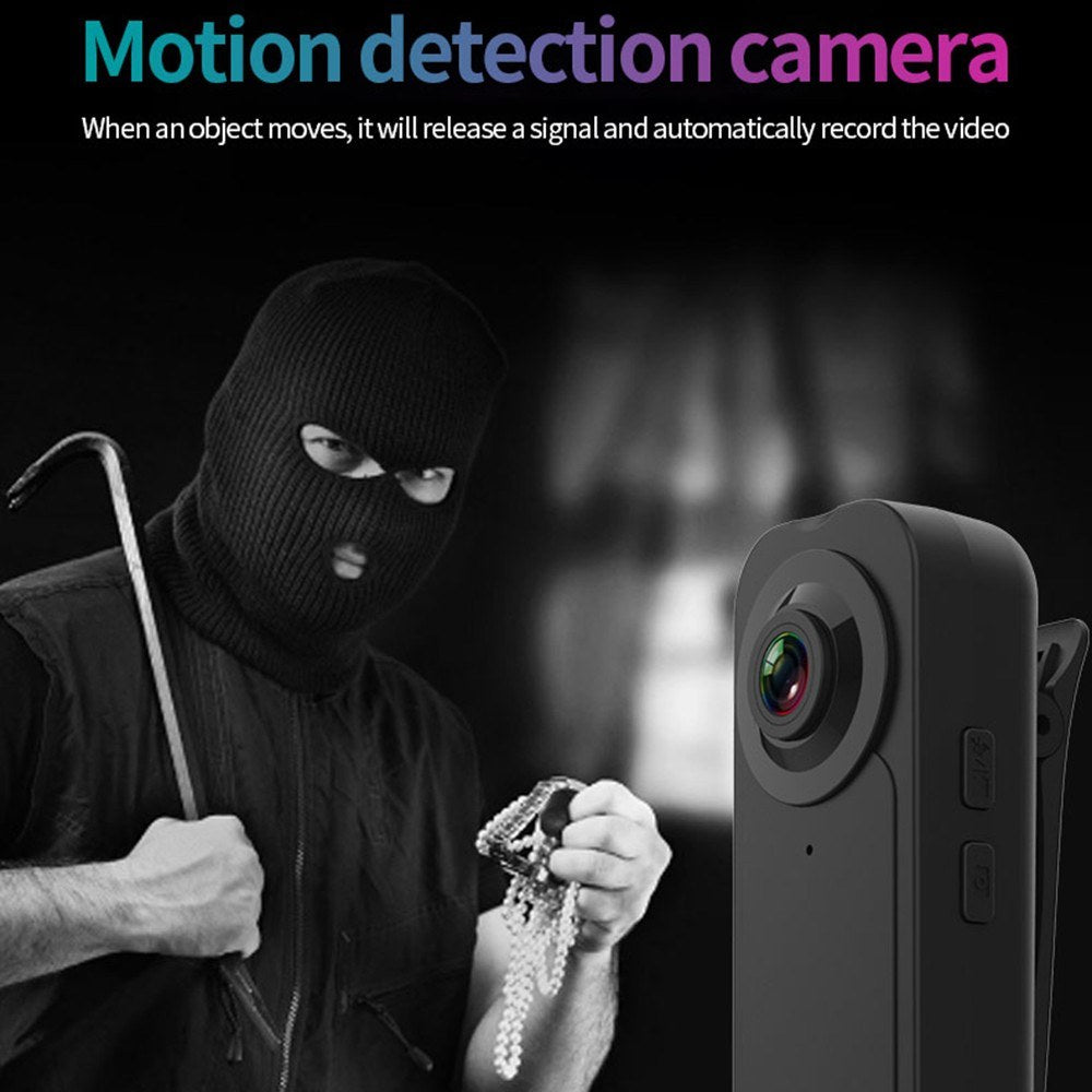 Mini 1080P Body Camera with Audio, Night Vision, Motion Detection, Clip-on for Hiking, Riding, Running, Travel