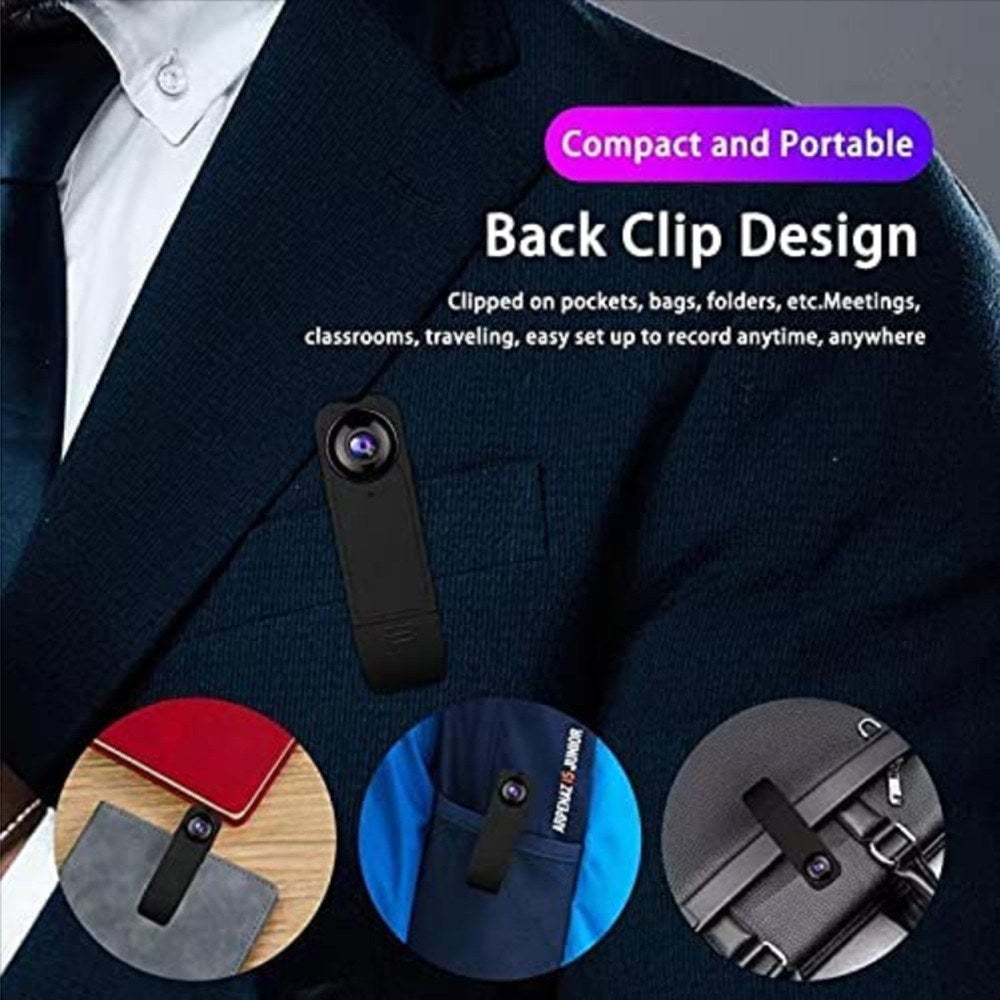Mini 1080P Body Camera with Audio, Night Vision, Motion Detection, Clip-on for Hiking, Riding, Running, Travel
