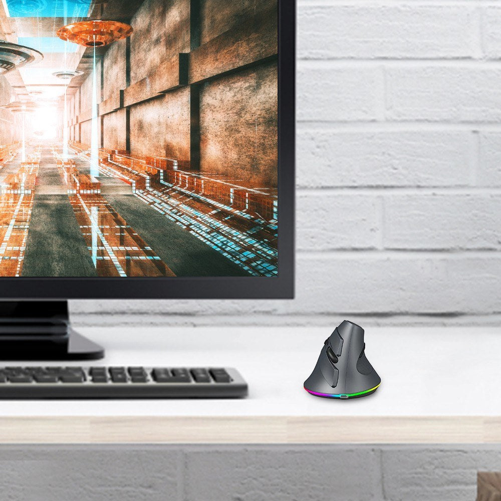 Ergonomic Vertical Wireless Gaming Mouse, Programmable with 2.4G & Bluetooth Connection