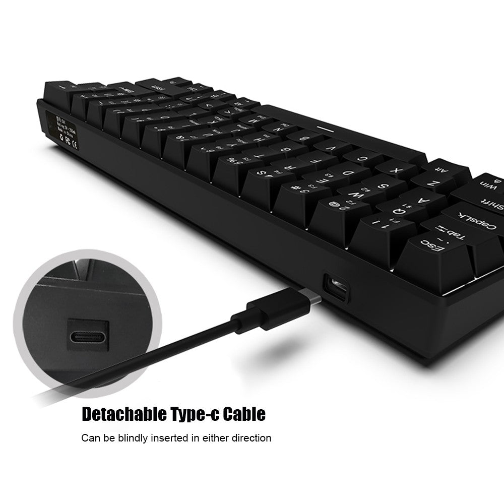 OUTEMU 61-Key USB Wired Mechanical Keyboard, LED Backlit, Hot Swappable, Blue/Red Switch
