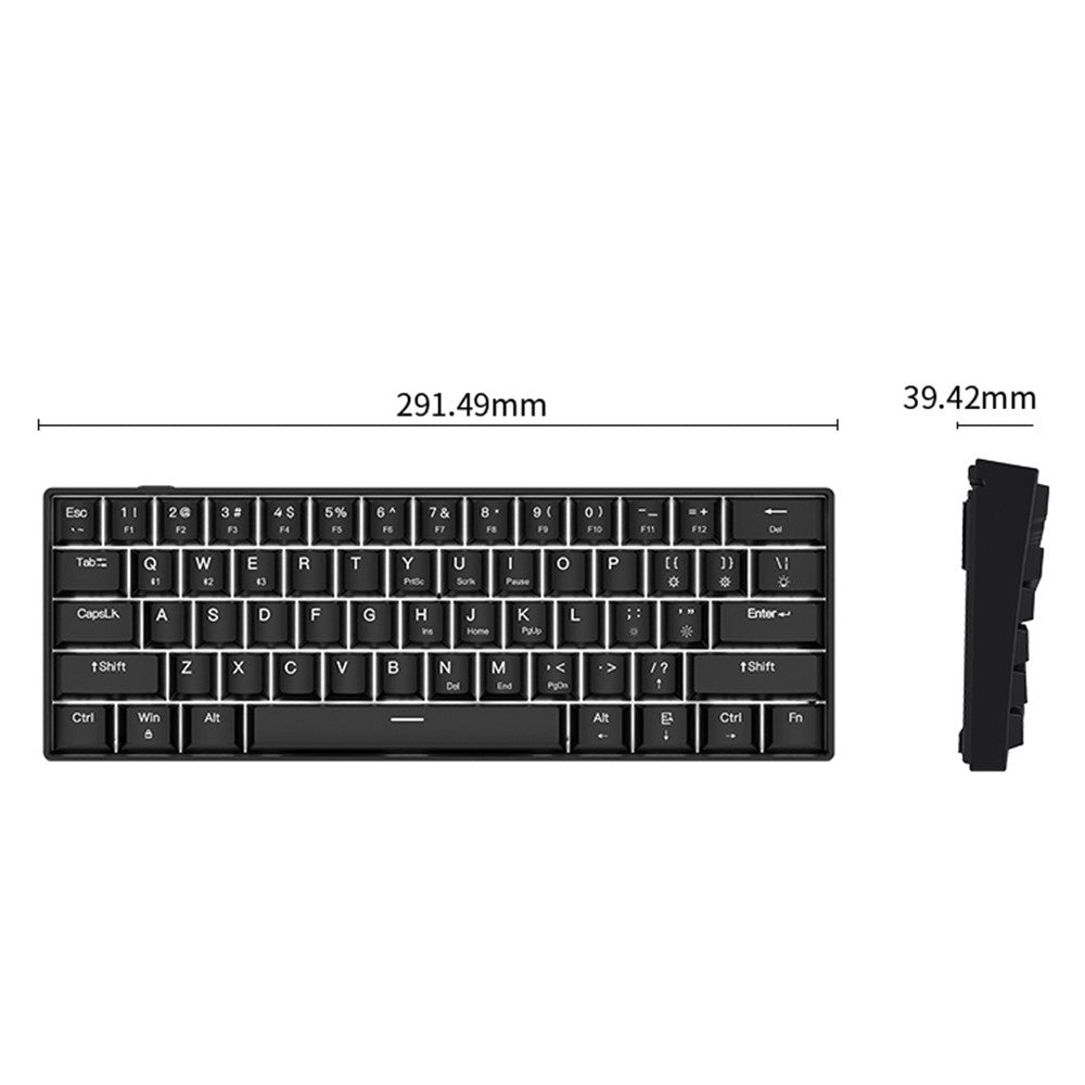 OUTEMU 61-Key USB Wired Mechanical Keyboard, LED Backlit, Hot Swappable, Blue/Red Switch