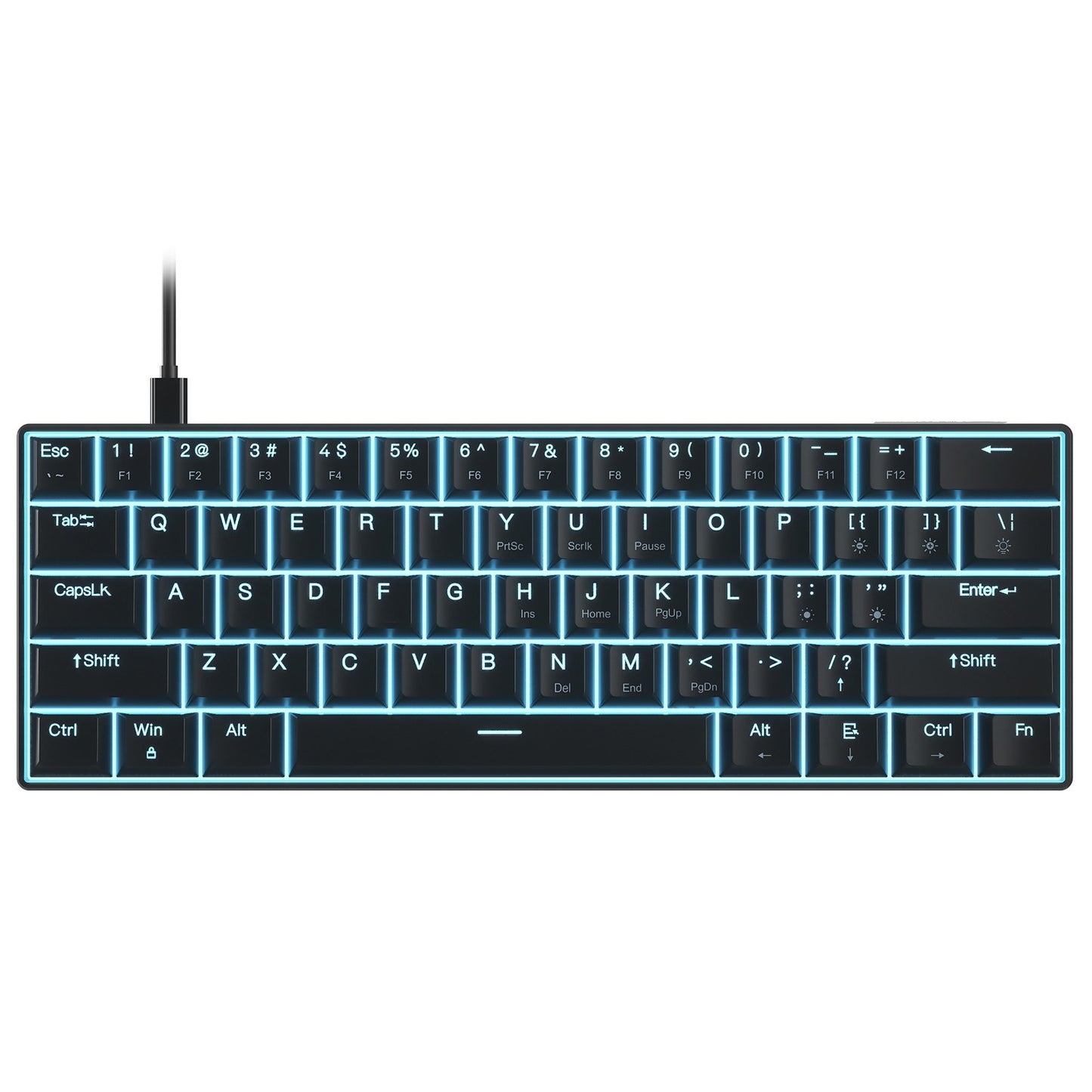 OUTEMU 61-Key USB Wired Mechanical Keyboard, LED Backlit, Hot Swappable, Blue/Red Switch
