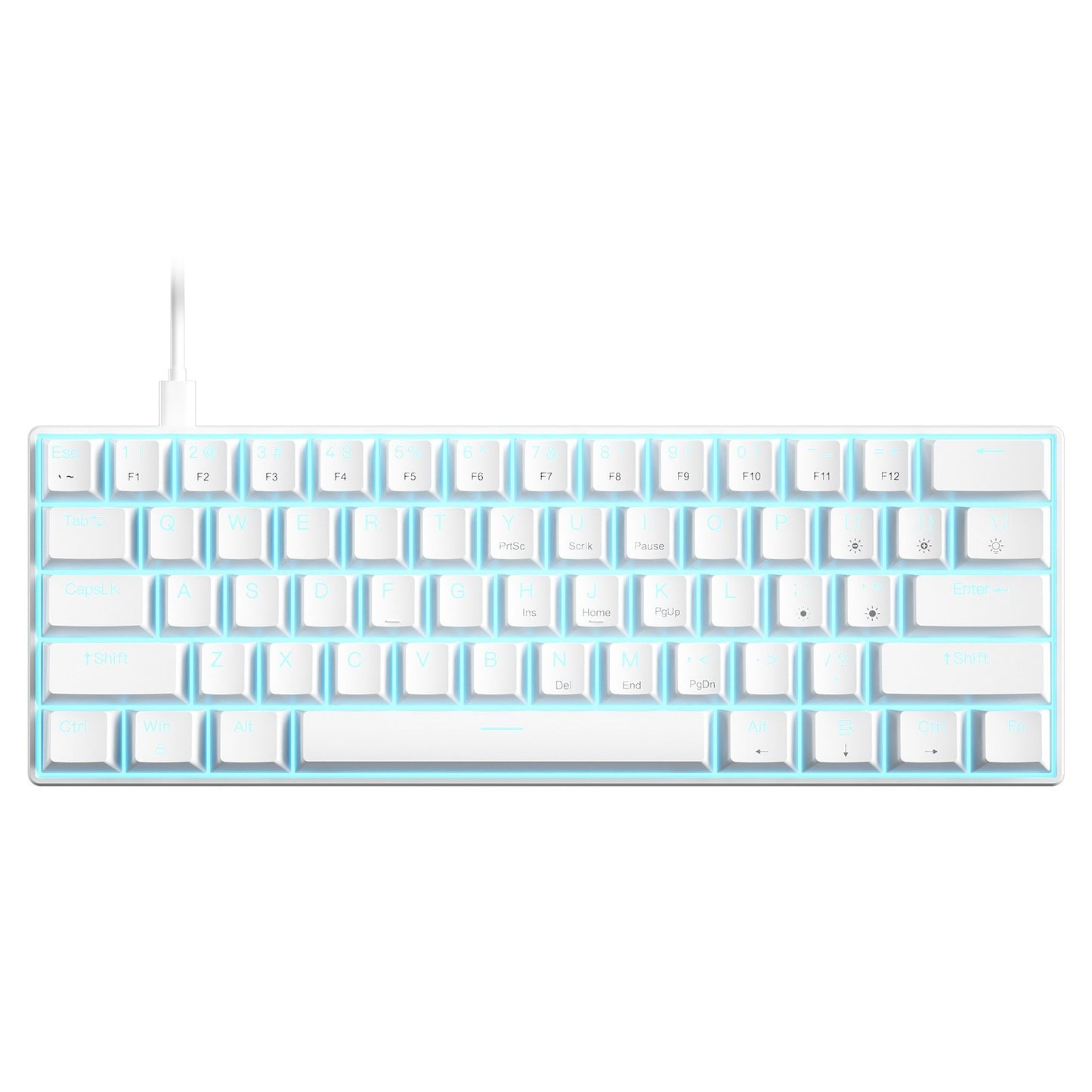OUTEMU 61-Key USB Wired Mechanical Keyboard, LED Backlit, Hot Swappable, Blue/Red Switch