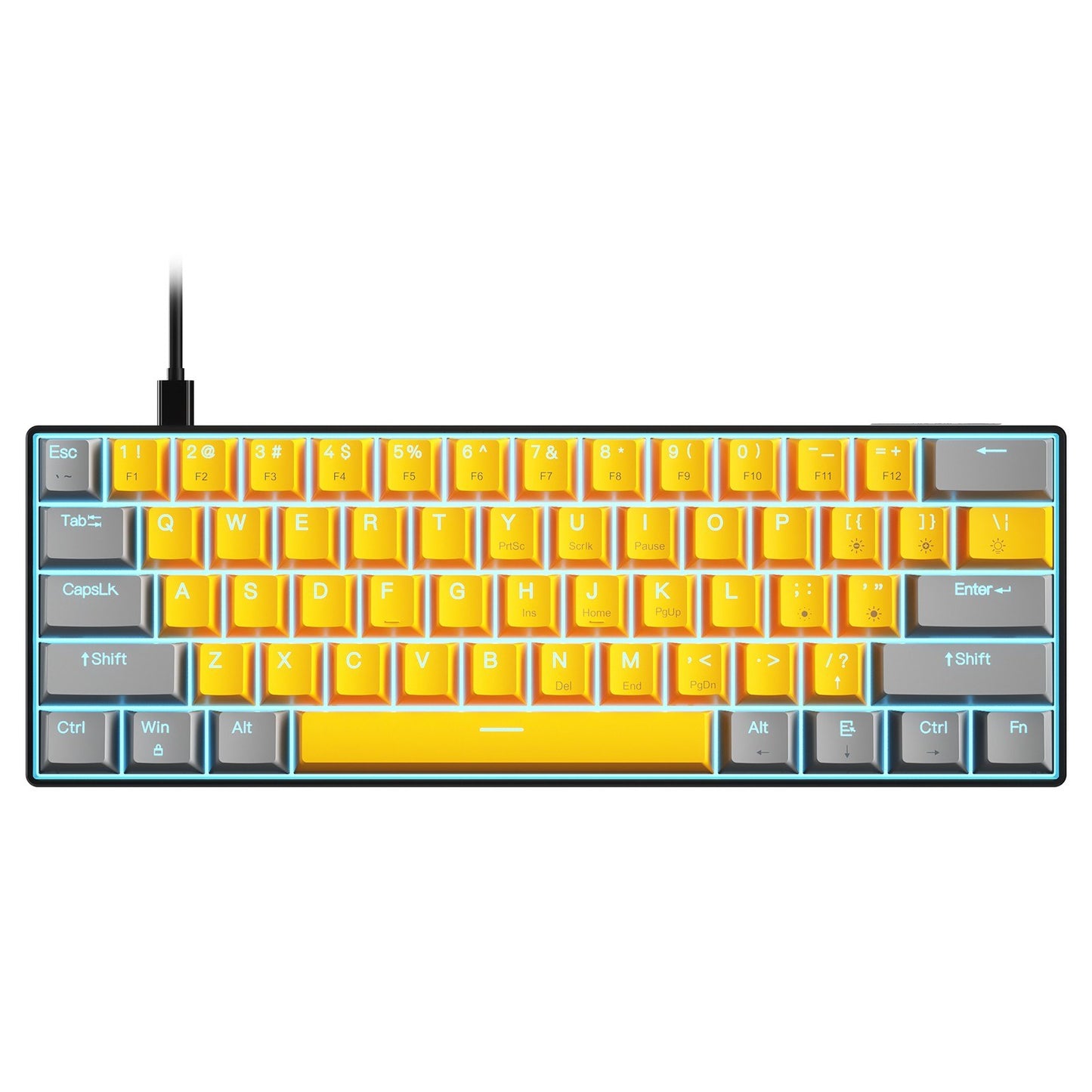OUTEMU 61-Key USB Wired Mechanical Keyboard, LED Backlit, Hot Swappable, Blue/Red Switch