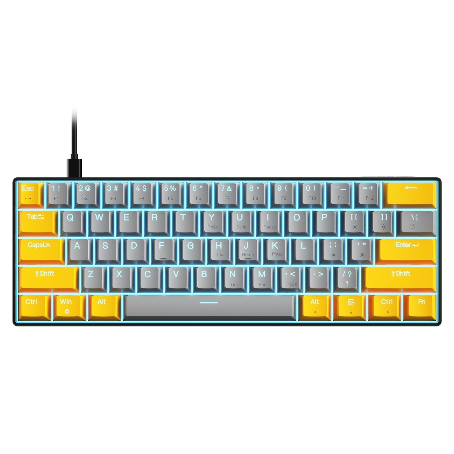 OUTEMU 61-Key USB Wired Mechanical Keyboard, LED Backlit, Hot Swappable, Blue/Red Switch