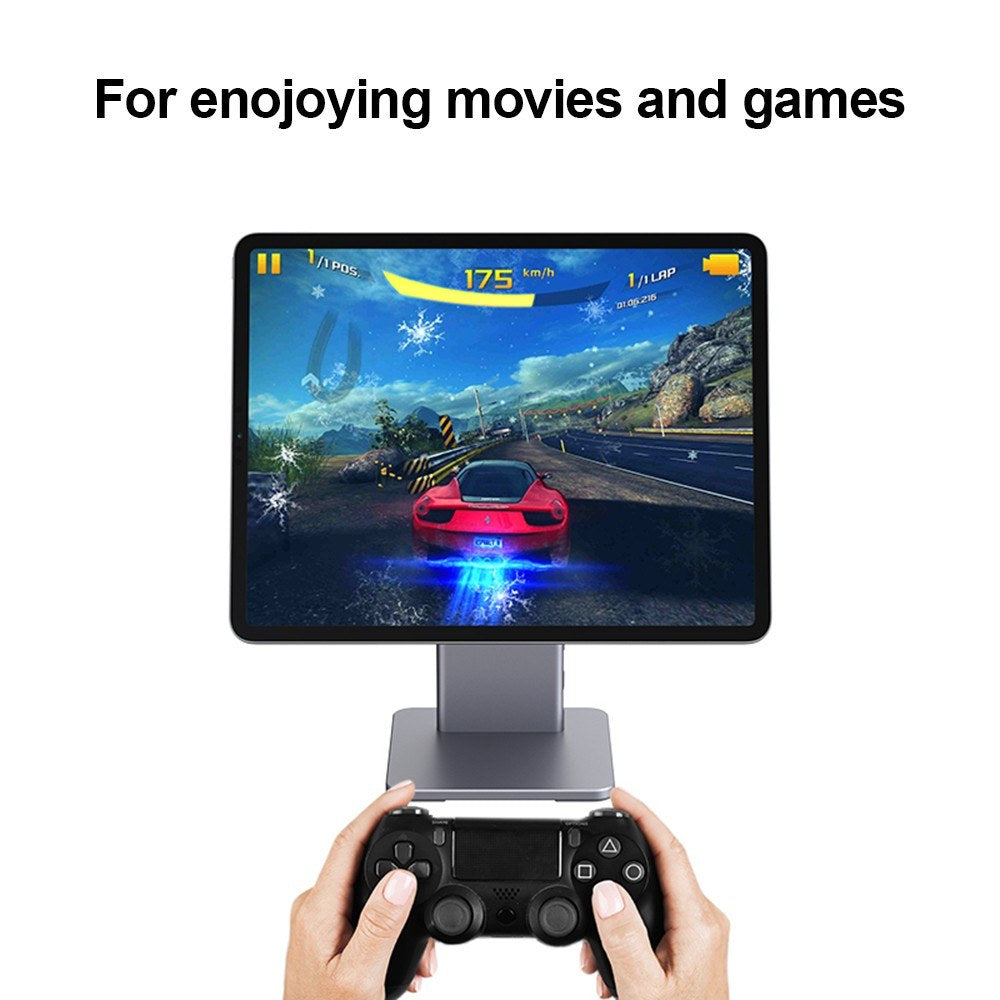 Magnetic 6-in-1 Hub Stand for iPad Pro 12.9 with 360° Rotation, 80° Tilt, 4K HDMI, Card Reader, USB 5Gbps, 60W PD, 3.5mm Audio