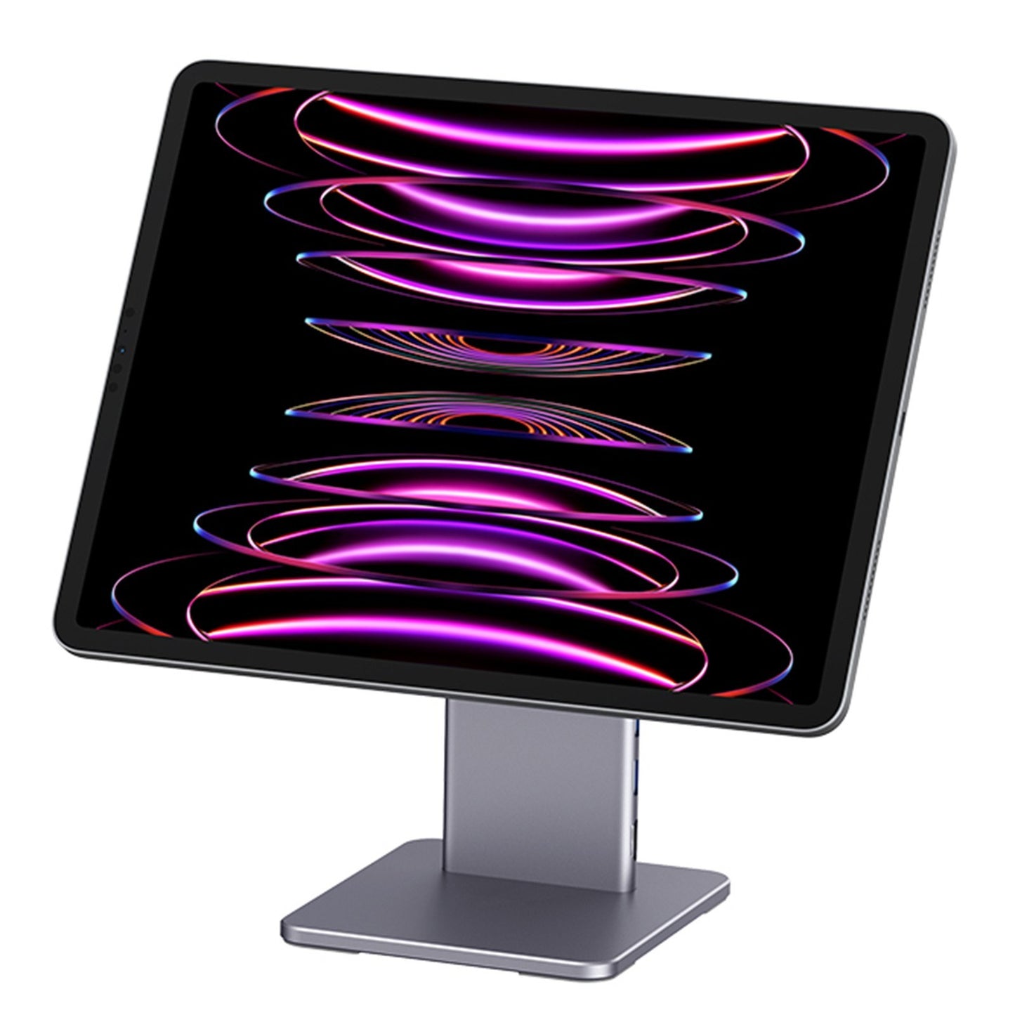 Magnetic 6-in-1 Hub Stand for iPad Pro 12.9 with 360° Rotation, 80° Tilt, 4K HDMI, Card Reader, USB 5Gbps, 60W PD, 3.5mm Audio