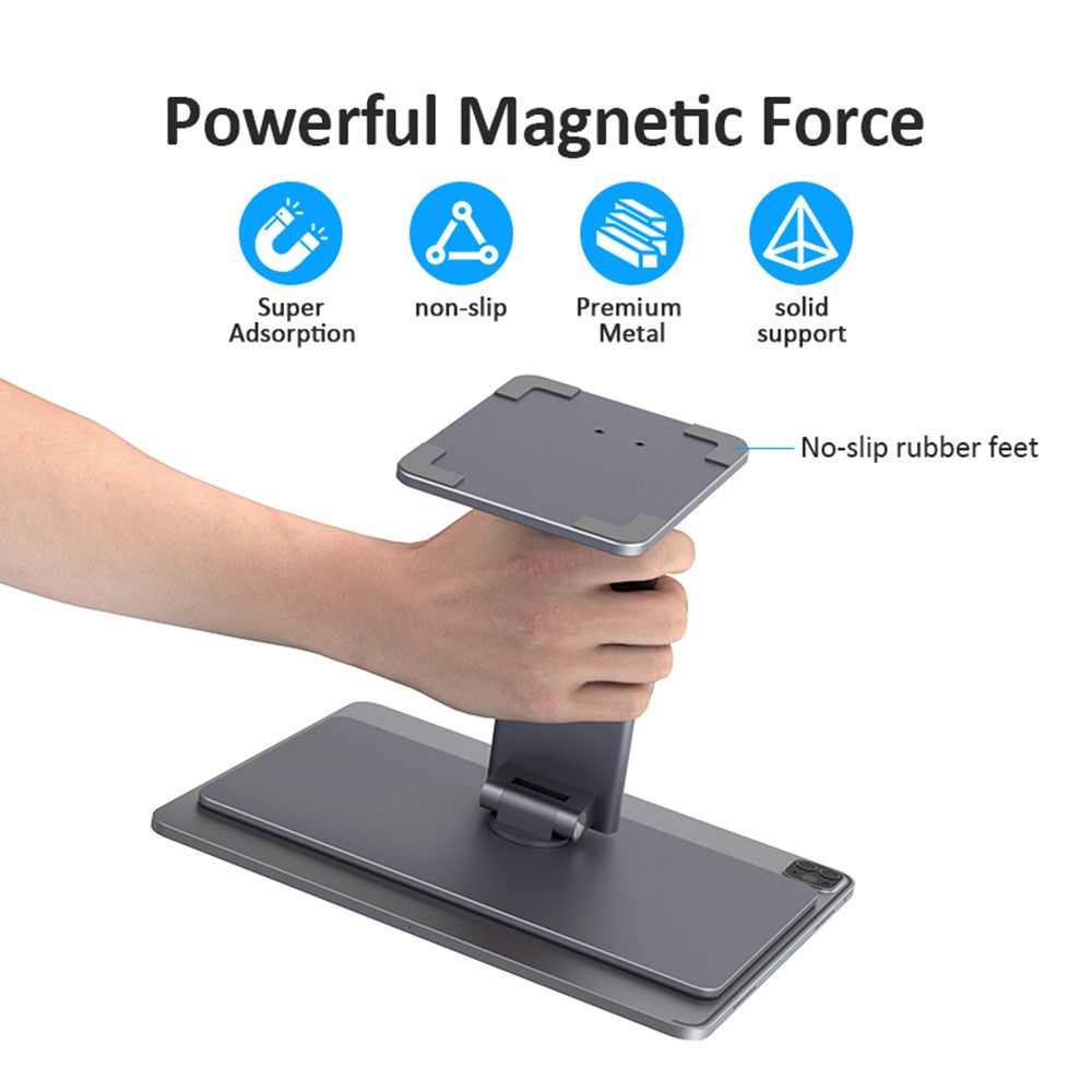 Magnetic 6-in-1 Hub Stand for iPad Pro 12.9 with 360° Rotation, 80° Tilt, 4K HDMI, Card Reader, USB 5Gbps, 60W PD, 3.5mm Audio