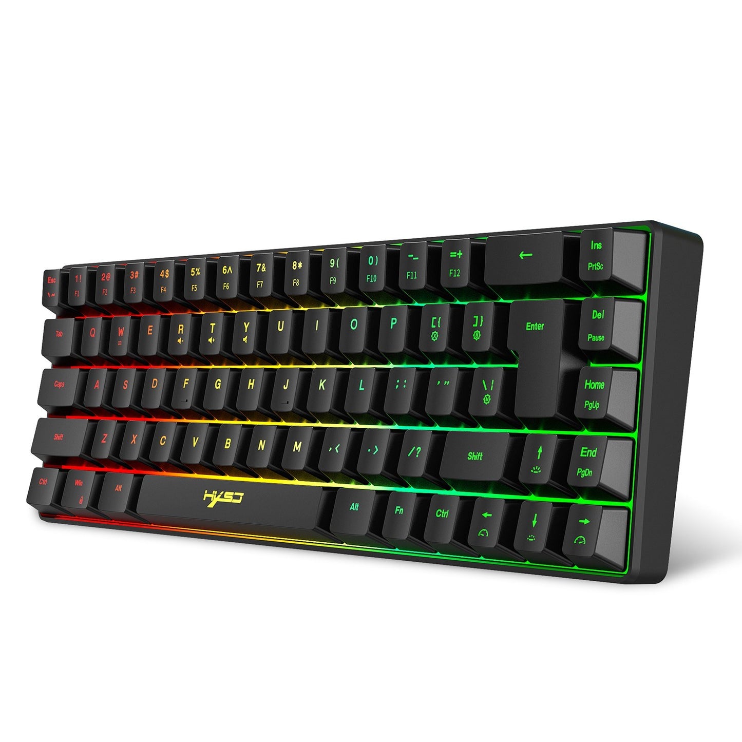 HXSJ K68 RGB Wired Mini Gaming Keyboard & 2.4G Wireless RGB Mouse Combo - 3600DPI, 11 Lighting Modes for Game/Office