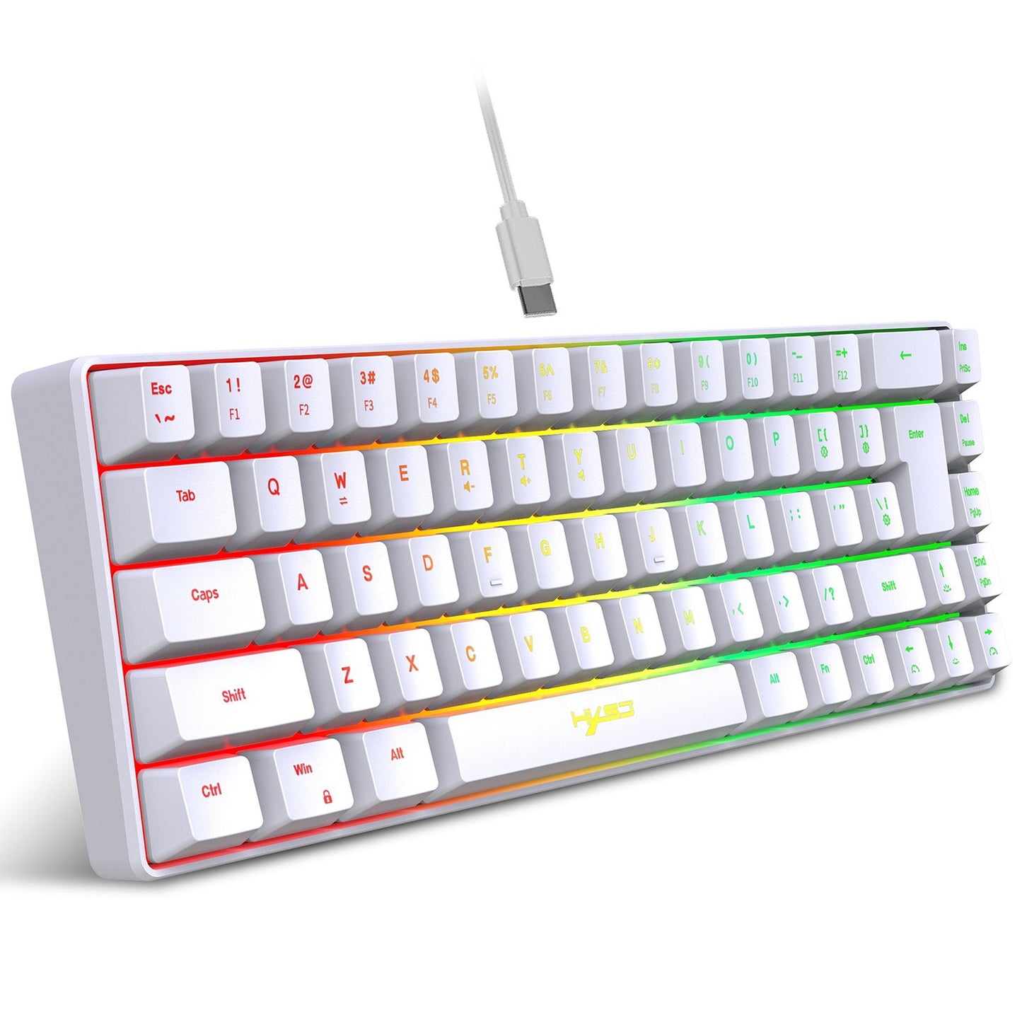 HXSJ K68 RGB Wired Mini Gaming Keyboard & 2.4G Wireless RGB Mouse Combo - 3600DPI, 11 Lighting Modes for Game/Office