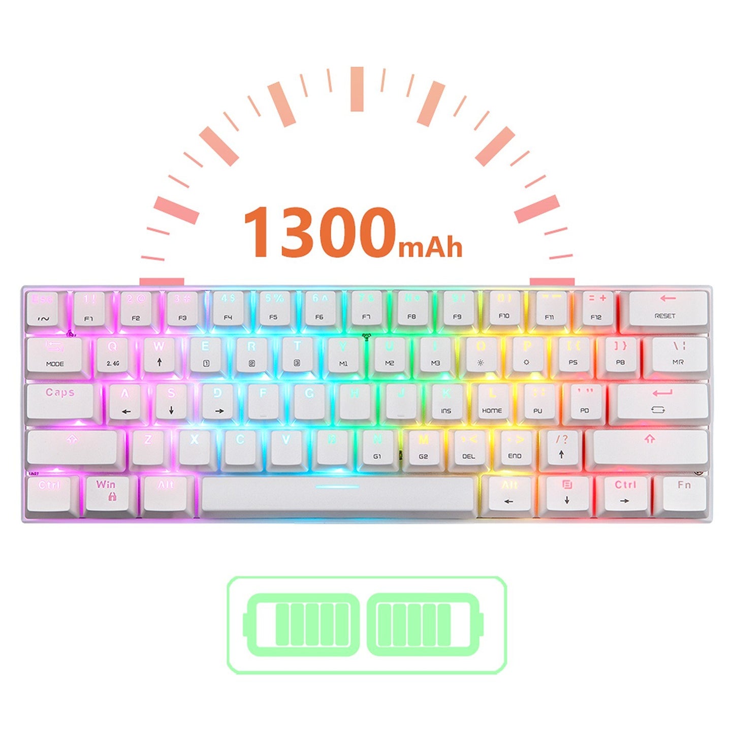 Motospeed SK62 Bluetooth Wireless Mechanical Gaming Keyboard - 61 Keys, RGB Backlight, Blue Switch, Macro-Drive, for Laptop & PC