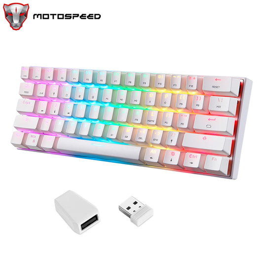 Motospeed SK62 Bluetooth Wireless Mechanical Gaming Keyboard - 61 Keys, RGB Backlight, Blue Switch, Macro-Drive, for Laptop & PC