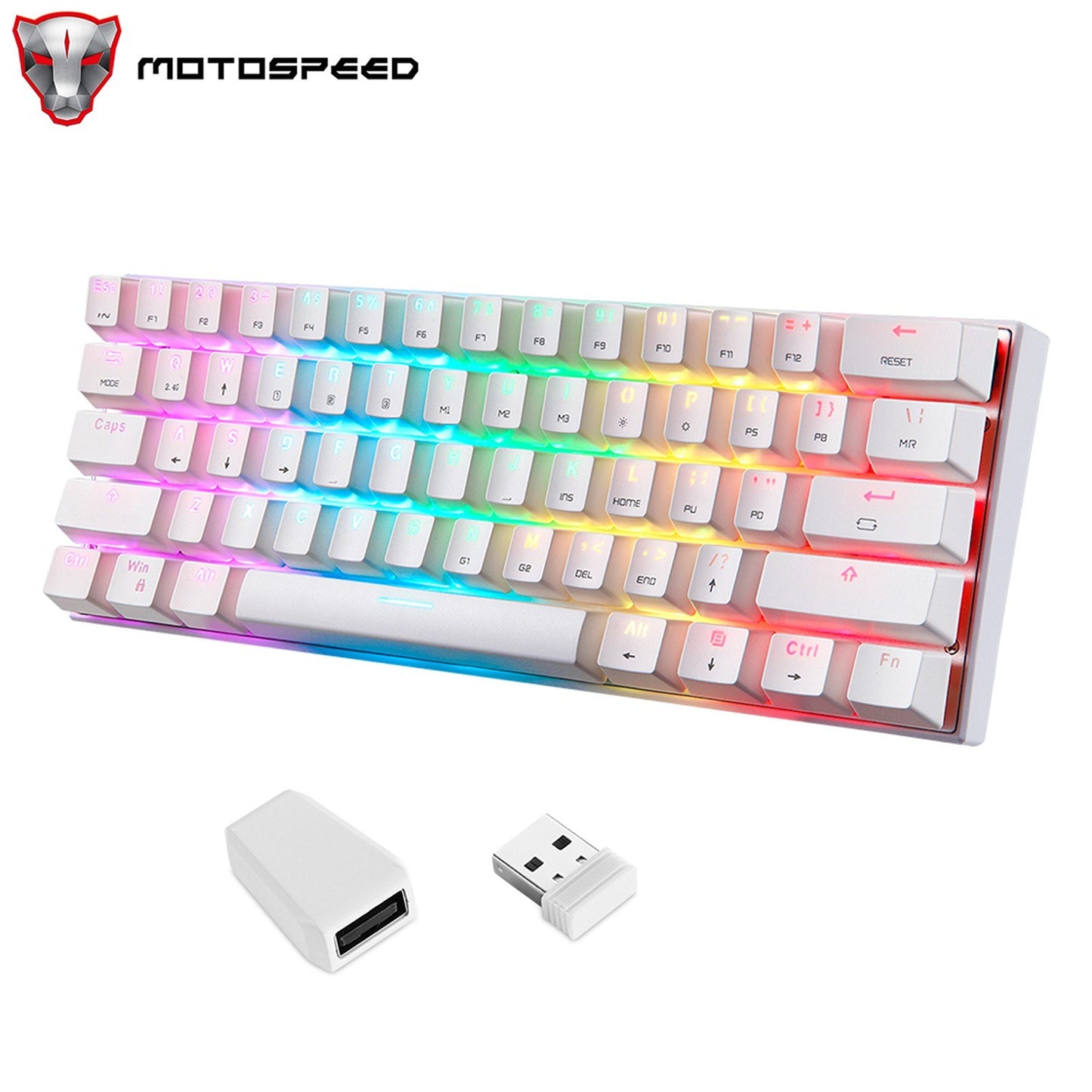 Motospeed SK62 Bluetooth Wireless Mechanical Gaming Keyboard - 61 Keys, RGB Backlight, Blue Switch, Macro-Drive, for Laptop & PC