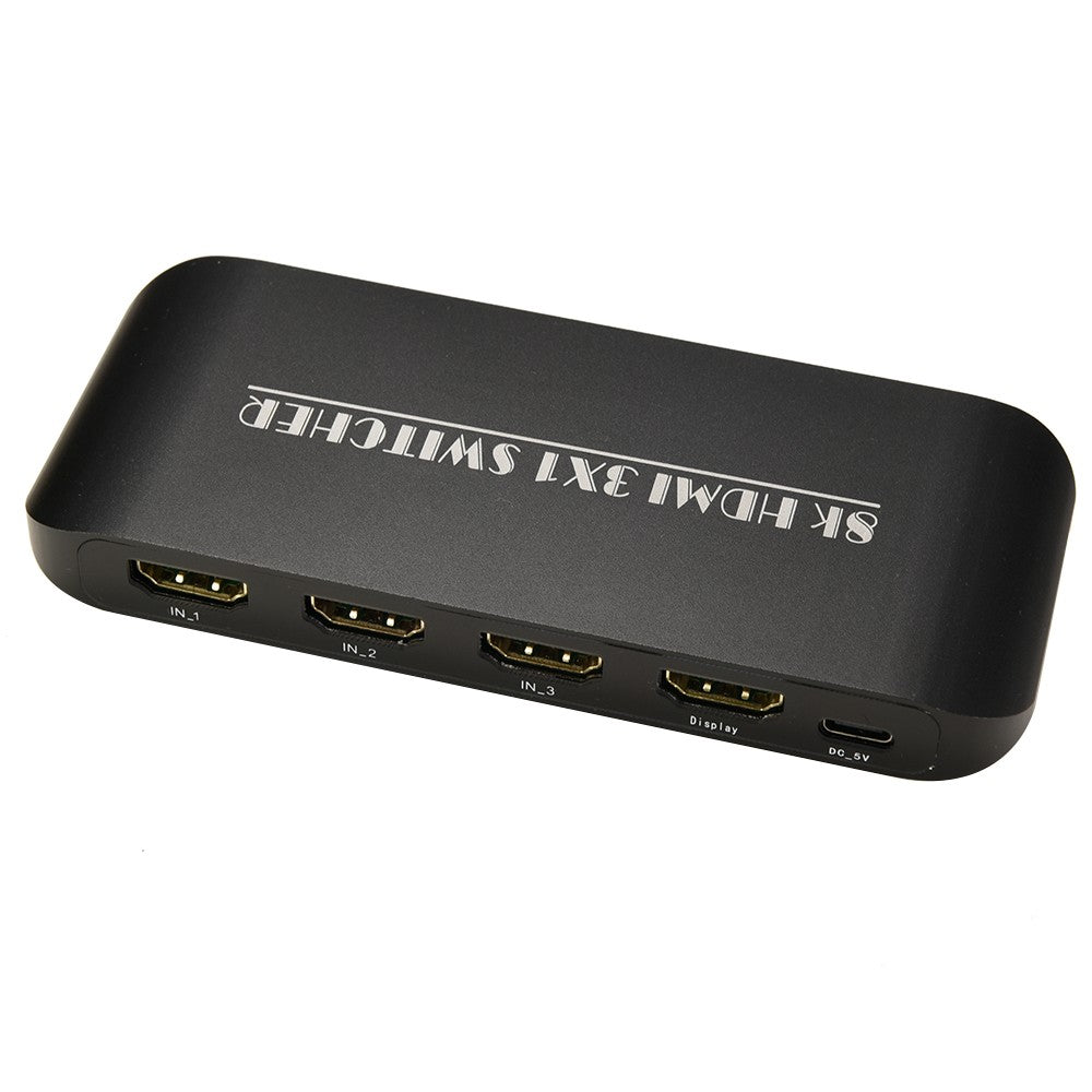 8K HDMI Switcher 3 in 1 Out, HDMI 2.1, 3-Port with IR Remote, Supports 8K 60Hz, 4K 120Hz, HDCP 2.3 for Xbox, PS4, PS5, UHD TV, Monitor, Projector - Includes Wired Desktop Controller