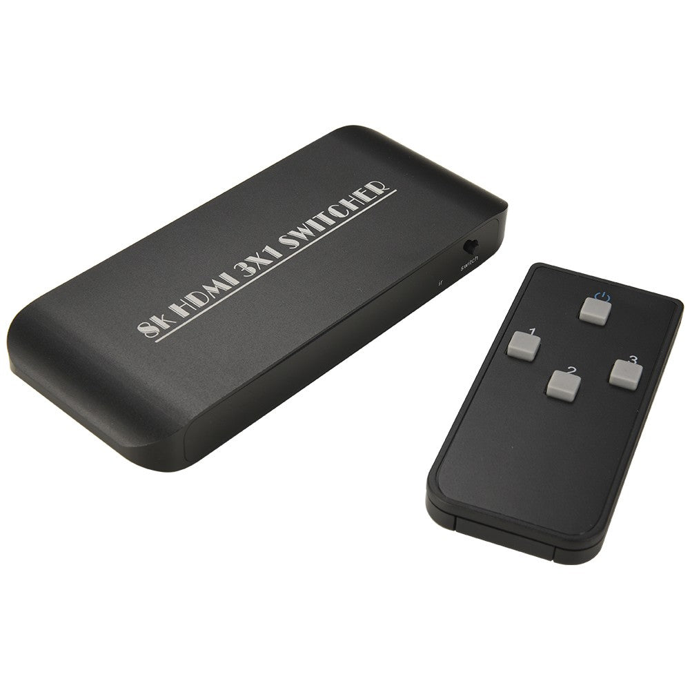8K HDMI Switcher 3 in 1 Out, HDMI 2.1, 3-Port with IR Remote, Supports 8K 60Hz, 4K 120Hz, HDCP 2.3 for Xbox, PS4, PS5, UHD TV, Monitor, Projector - Includes Wired Desktop Controller