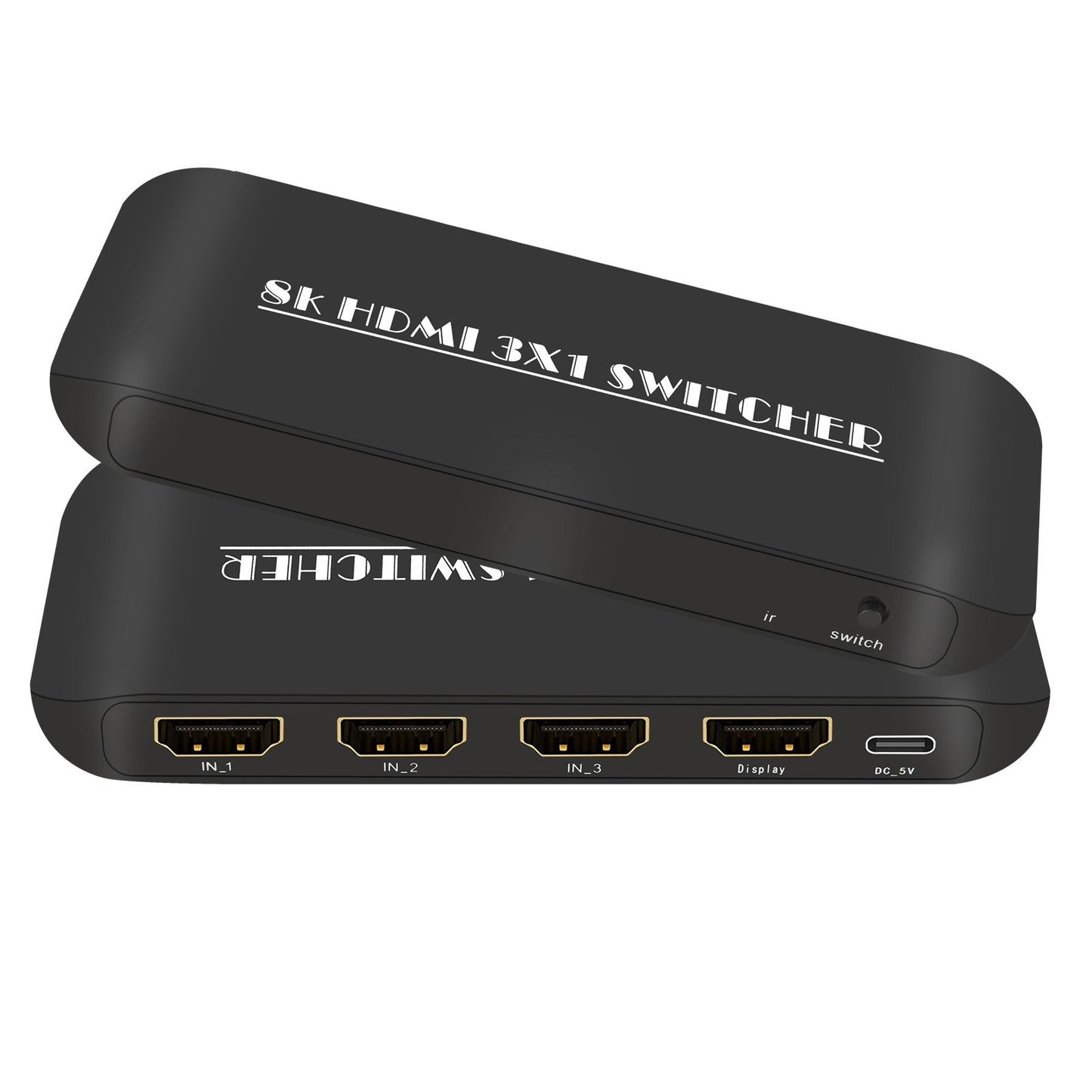 8K HDMI Switcher 3 in 1 Out, HDMI 2.1, 3-Port with IR Remote, Supports 8K 60Hz, 4K 120Hz, HDCP 2.3 for Xbox, PS4, PS5, UHD TV, Monitor, Projector - Includes Wired Desktop Controller