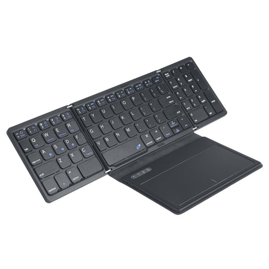 Ultra Thin Wireless Bluetooth Keyboard - Quad-Fold, Large Touchpad, Silent, Mini for Tablet