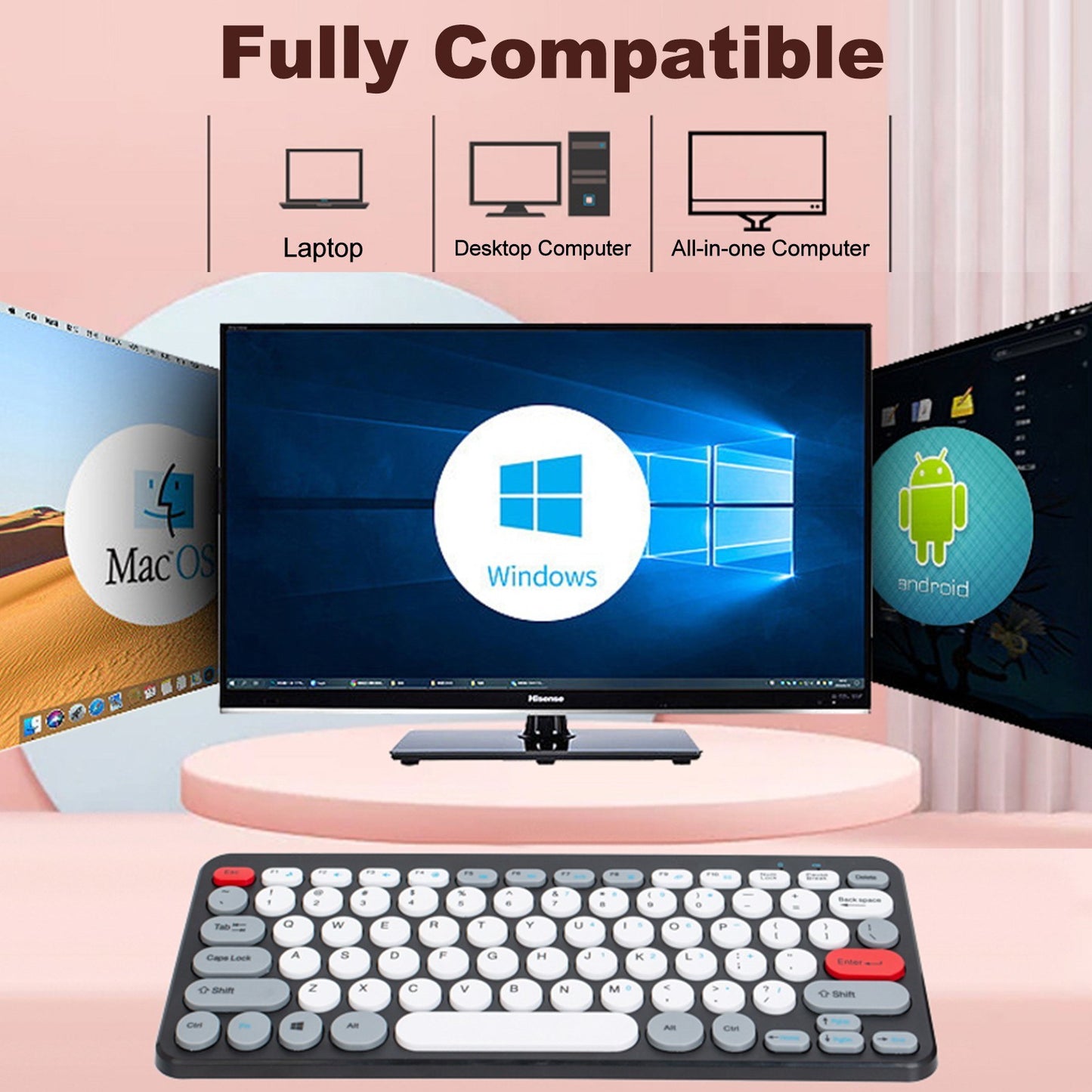 Ergonomic Wireless Keyboard & Mouse Combo - 2.4G Silent, Compact for PC & Laptop