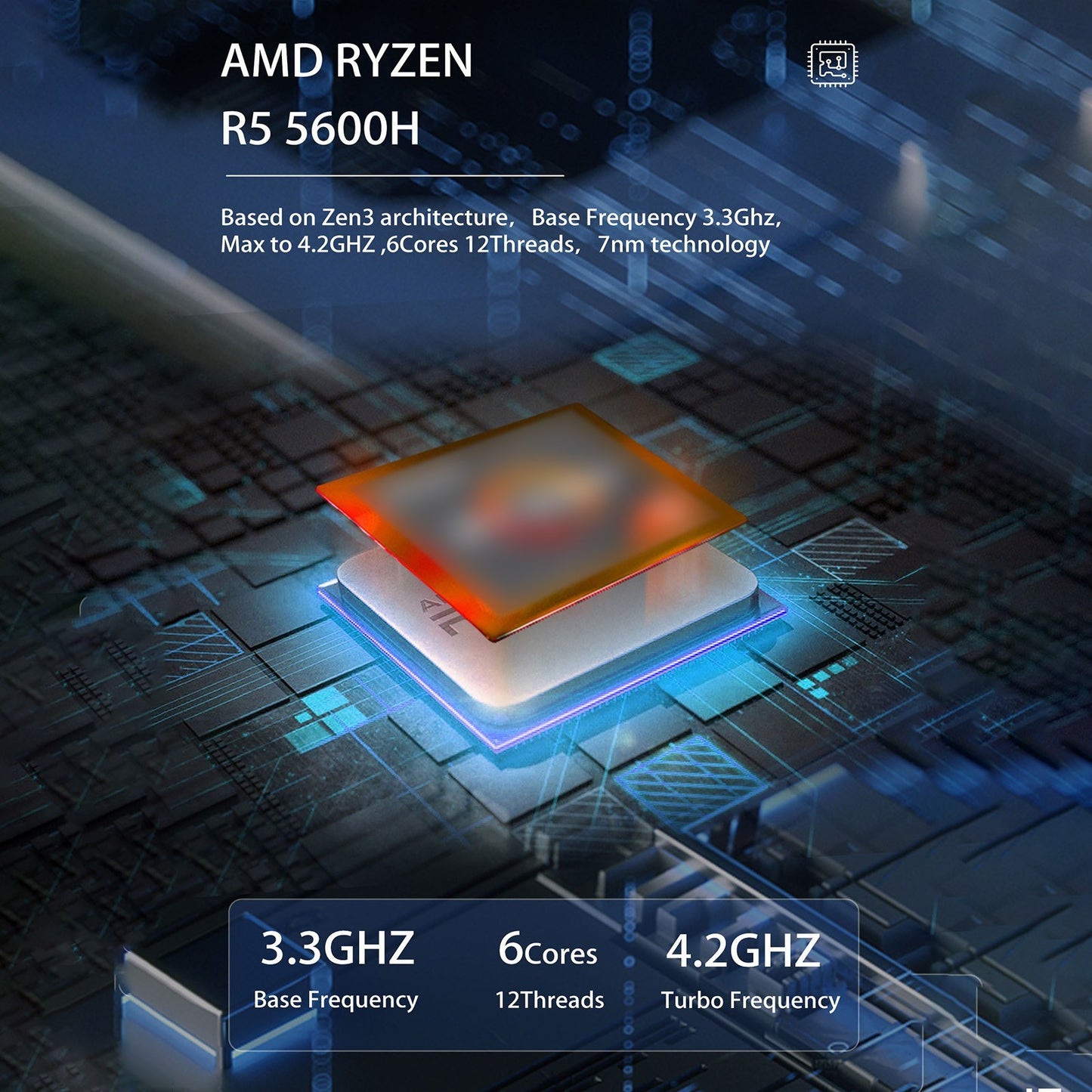 Windows 11 Mini PC - 16GB RAM, 512GB SSD, AMD Ryzen 5 5600H 6-Core, 8K 60Hz Support, WiFi 6, BT 5.2