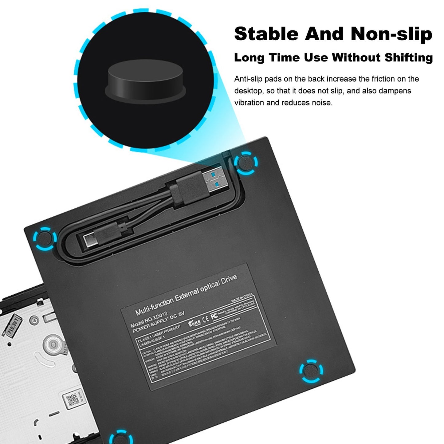 Portable External CD/DVD Drive for Laptop - USB 3.0 & Type-C, 7-in-1 Multifunctional CD Burner & Player
