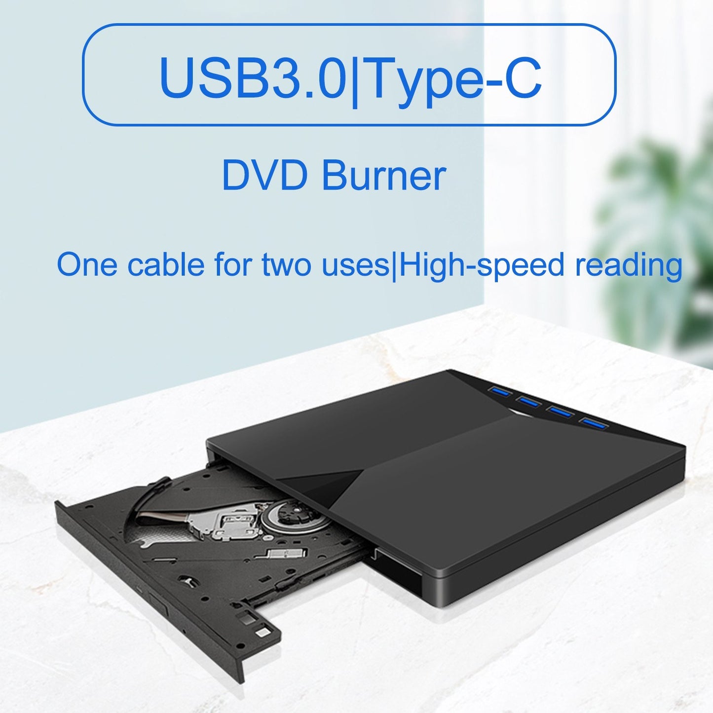Portable External CD/DVD Drive for Laptop - USB 3.0 & Type-C, 7-in-1 Multifunctional CD Burner & Player