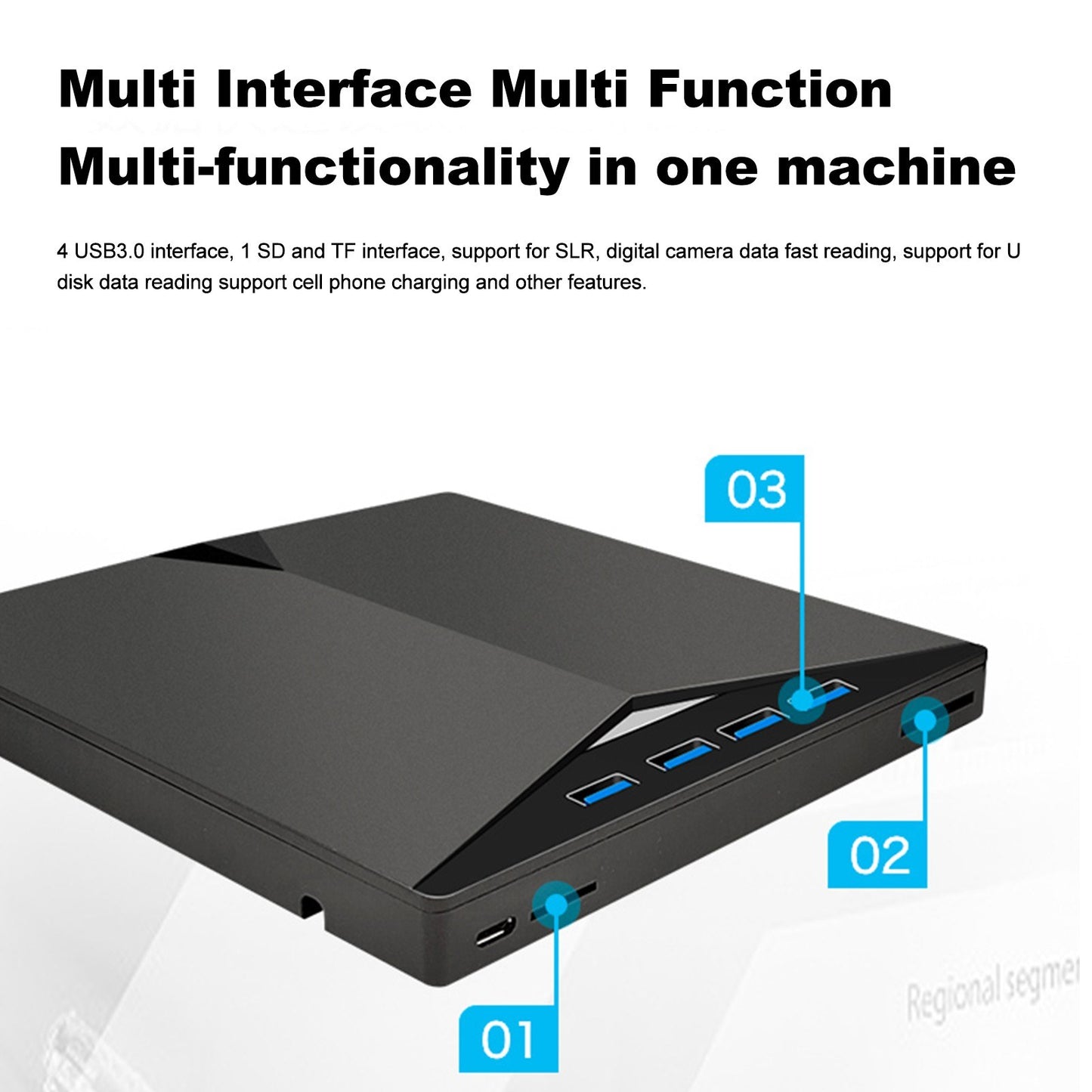 Portable External CD/DVD Drive for Laptop - USB 3.0 & Type-C, 7-in-1 Multifunctional CD Burner & Player