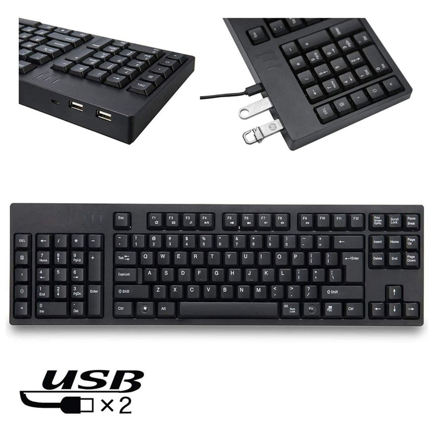 Left-Handed Ergonomic Full-Size Keyboard with Dual USB Interface for Improved Work Efficiency