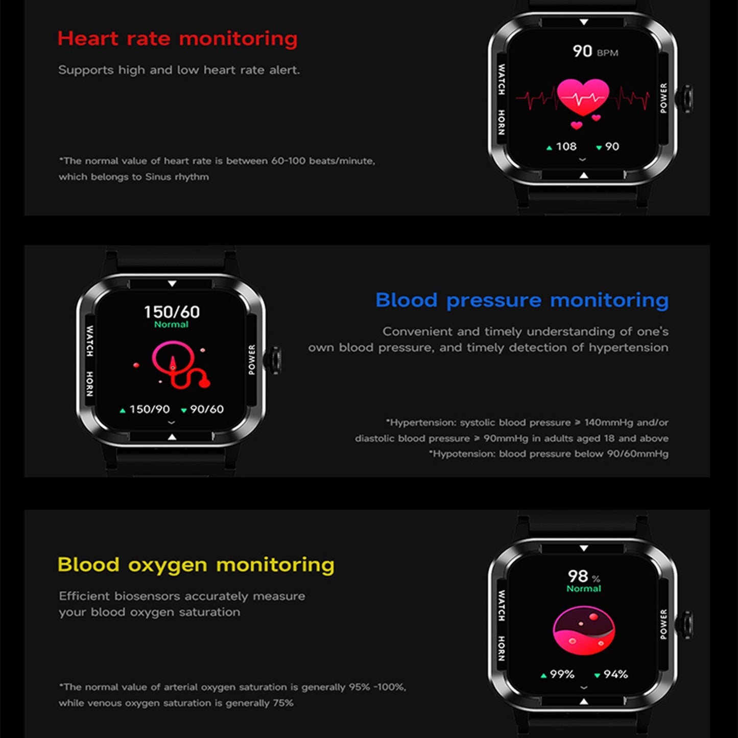 1.91-inch Smartwatch with High-Clear Display, Comprehensive Health Monitoring, Multi-Sport Modes, IP67 Waterproof, Blood Pressure & Glucose Monitoring for Men and Women