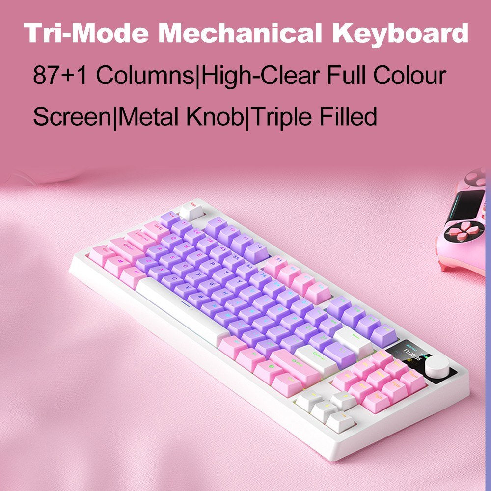 K87 Wireless RGB Mechanical Keyboard, Triple-Mode, 18 Lighting Effects, Hot-Swappable, High-Capacity Battery, DIY Software, Red Switch - Ideal for Gaming & Typing